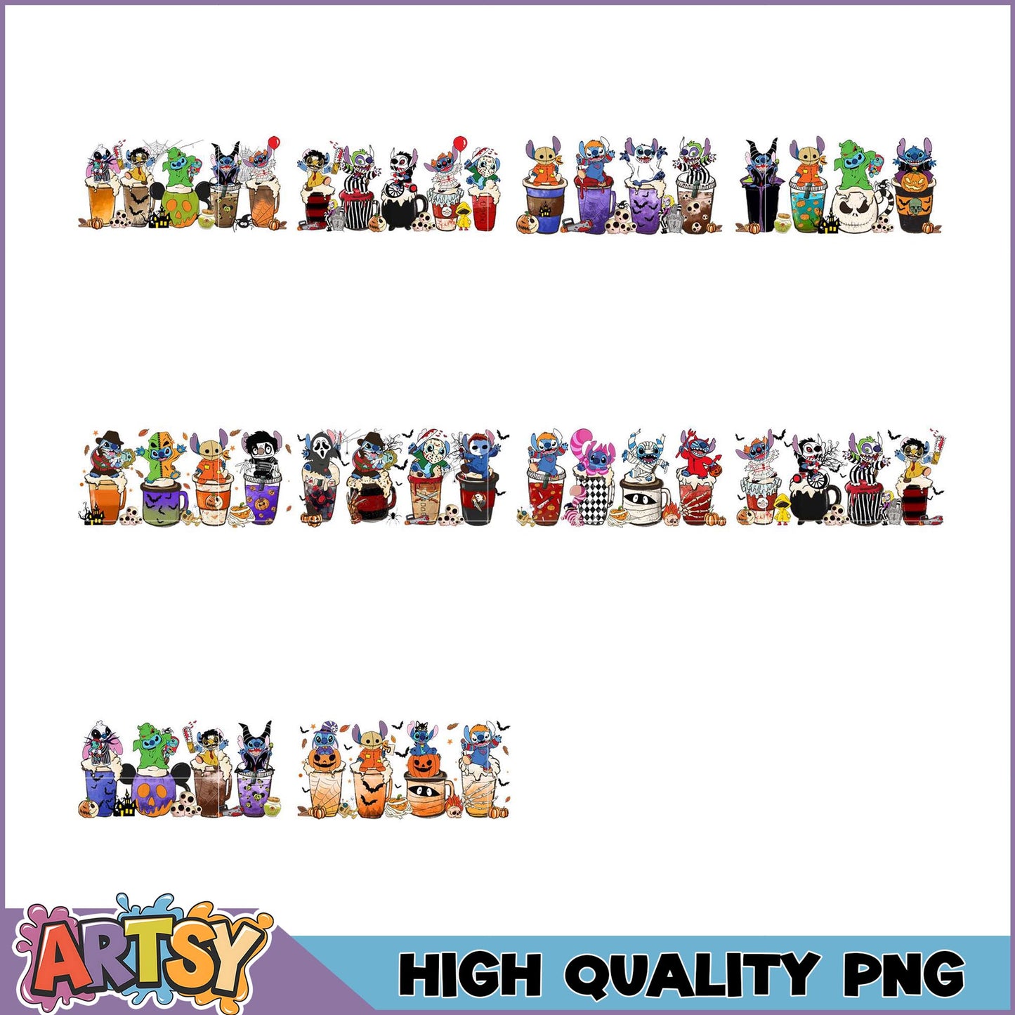 Halloween Stitch PNG Bundle High-Quality Designs