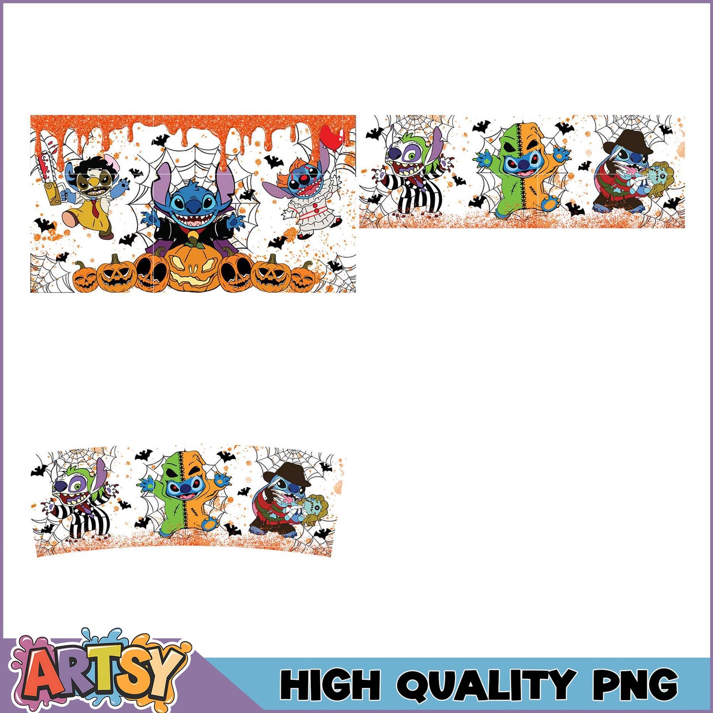 Halloween Stitch PNG Bundle High Quality Designs