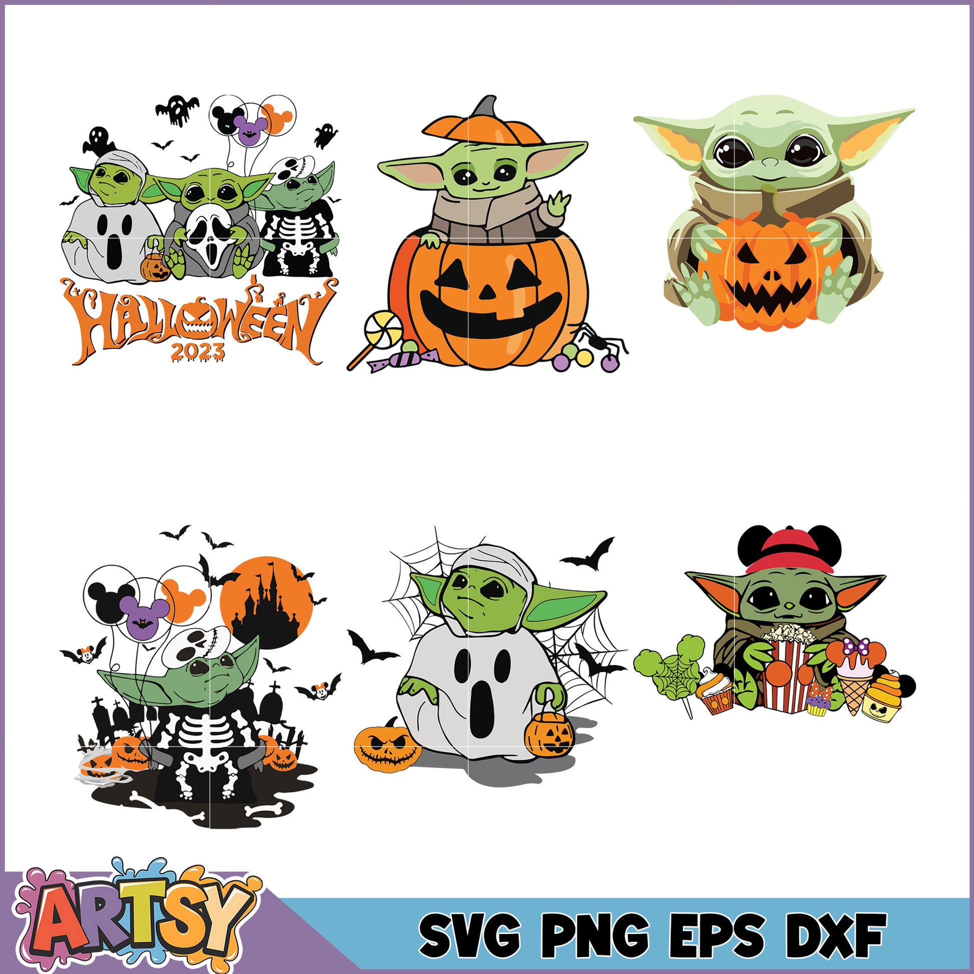 Halloween Yoda SVG Bundle PNG, EPS, DXF