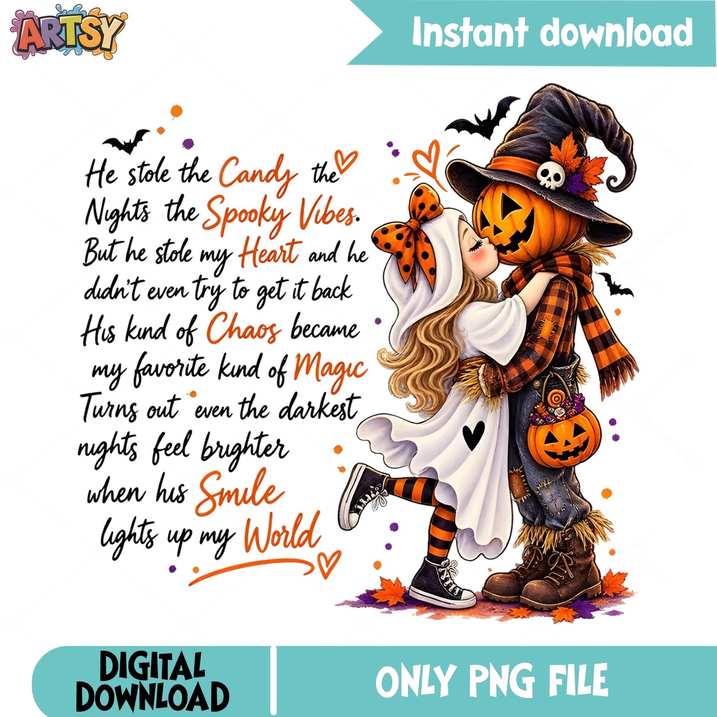 Halloween Couple He Stole My Heart PNG, Spooky Love PNG, Halloween PNG