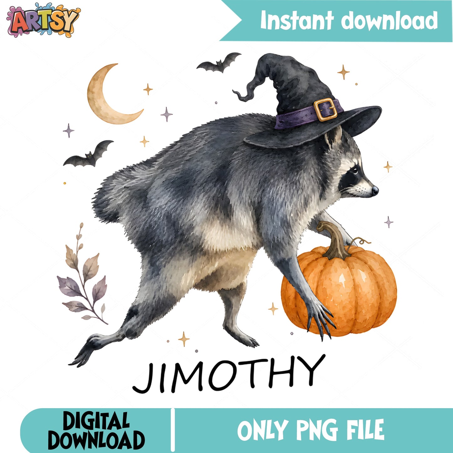 Halloween Raccoon Witch PNG, Pumpkin Raccoon, Spooky PNG