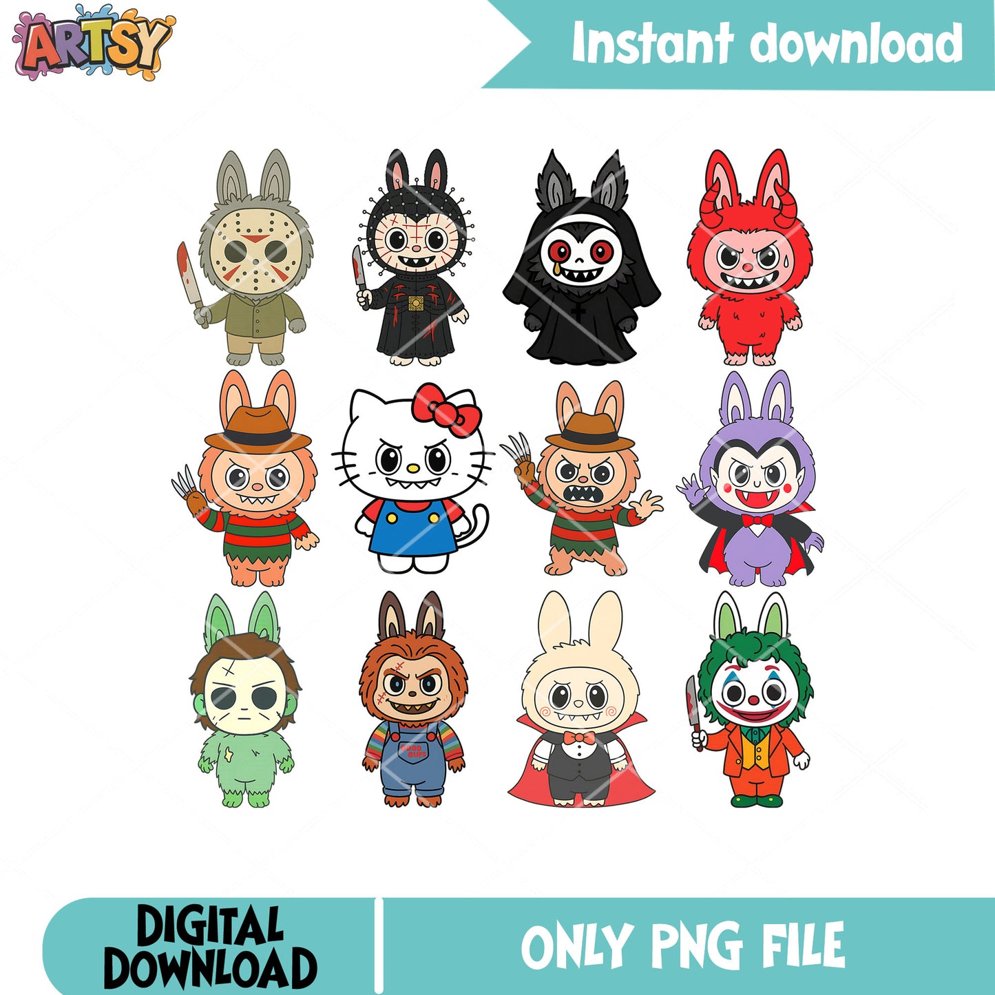 Halloween labubu skin png bundle, labubu halloween png, labubu clothers png