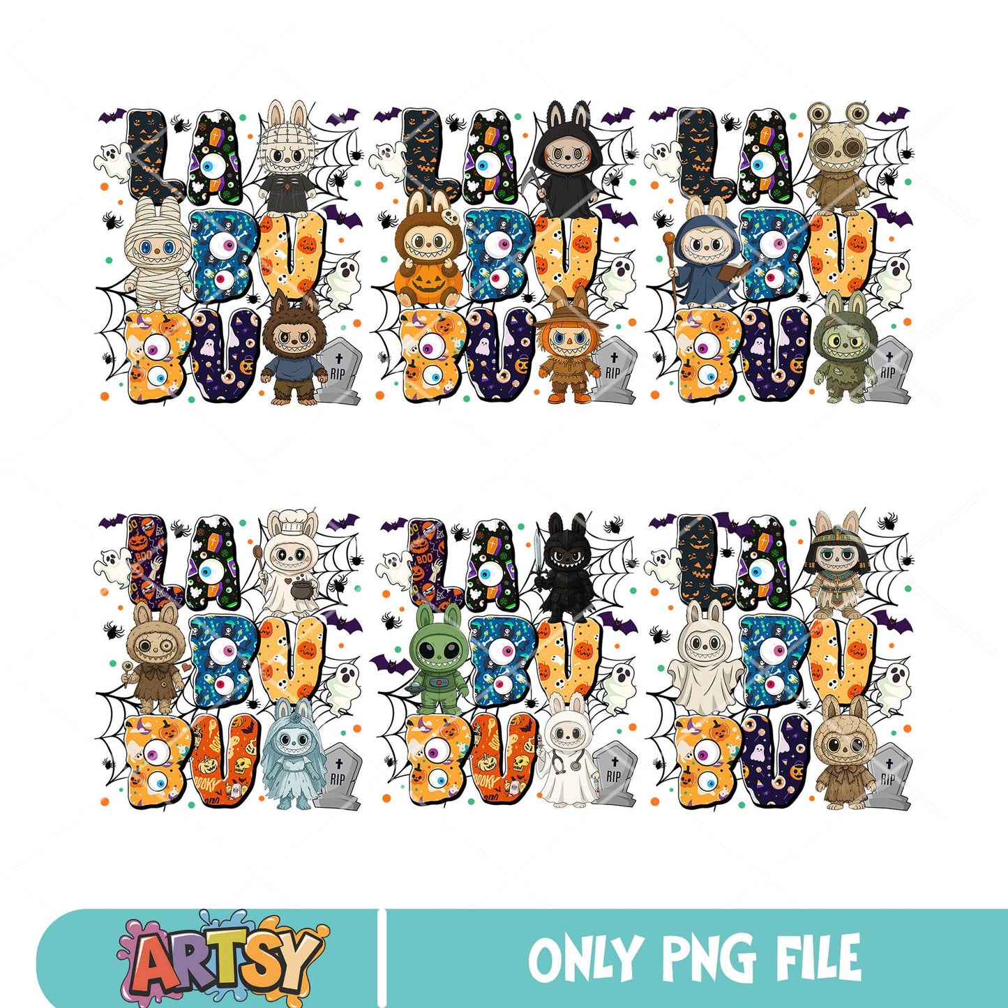 Halloween rip labubu png bundle, labubu png, labubu happy halloween png