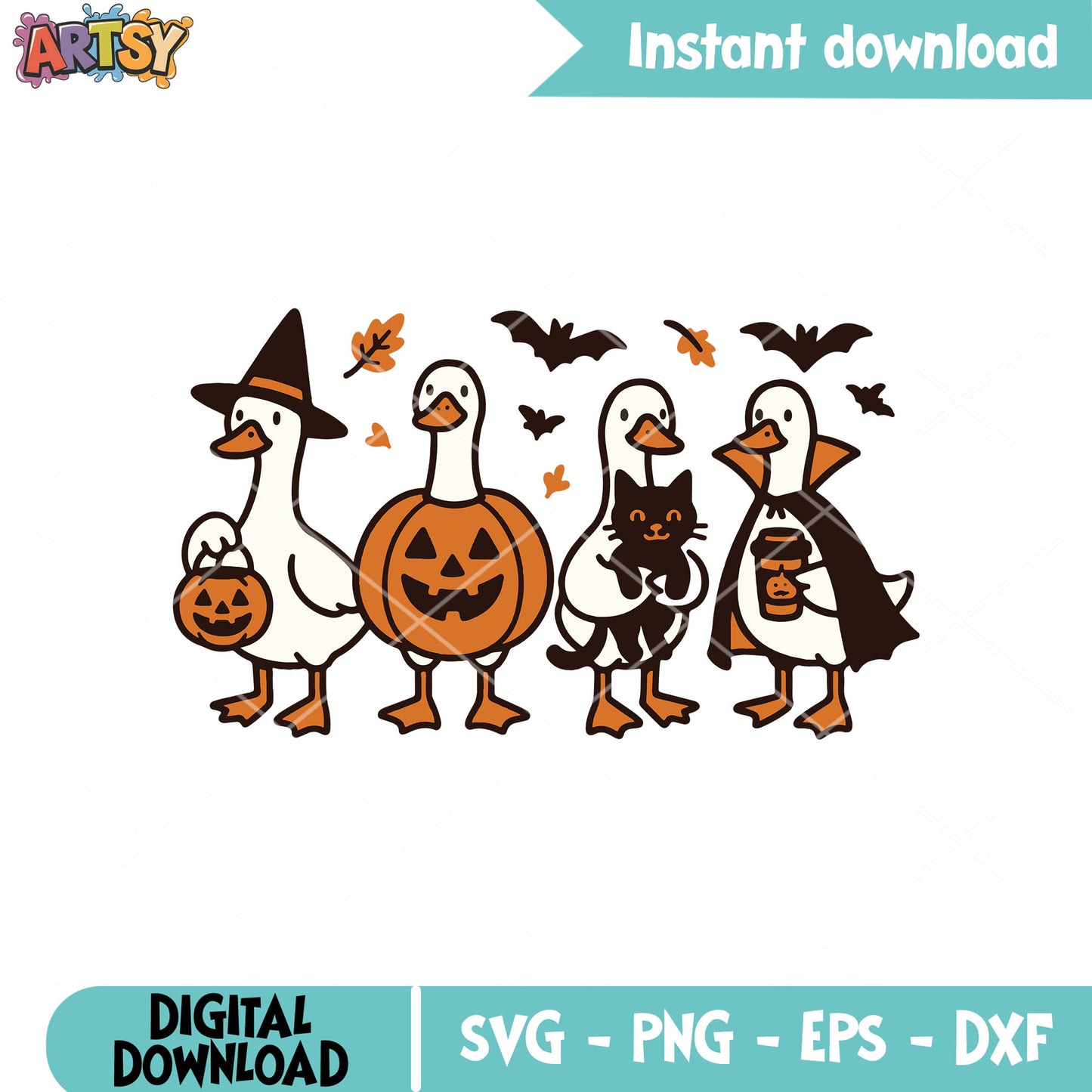 Halloween silly goose svg, goose halloween svg, goose pumpkin svg