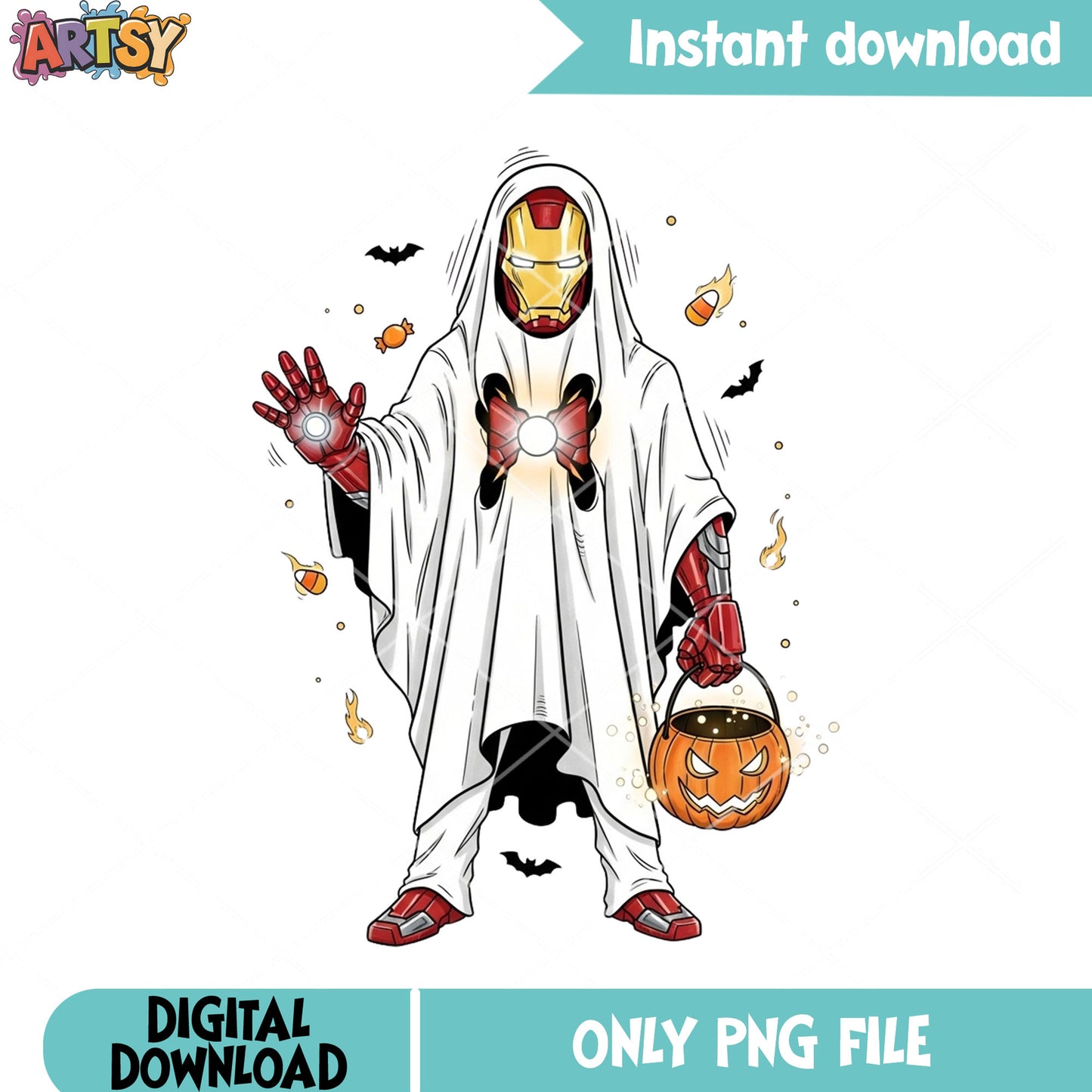 Halloween tony ghost png, trick or treat halloween png, marvel halloween png