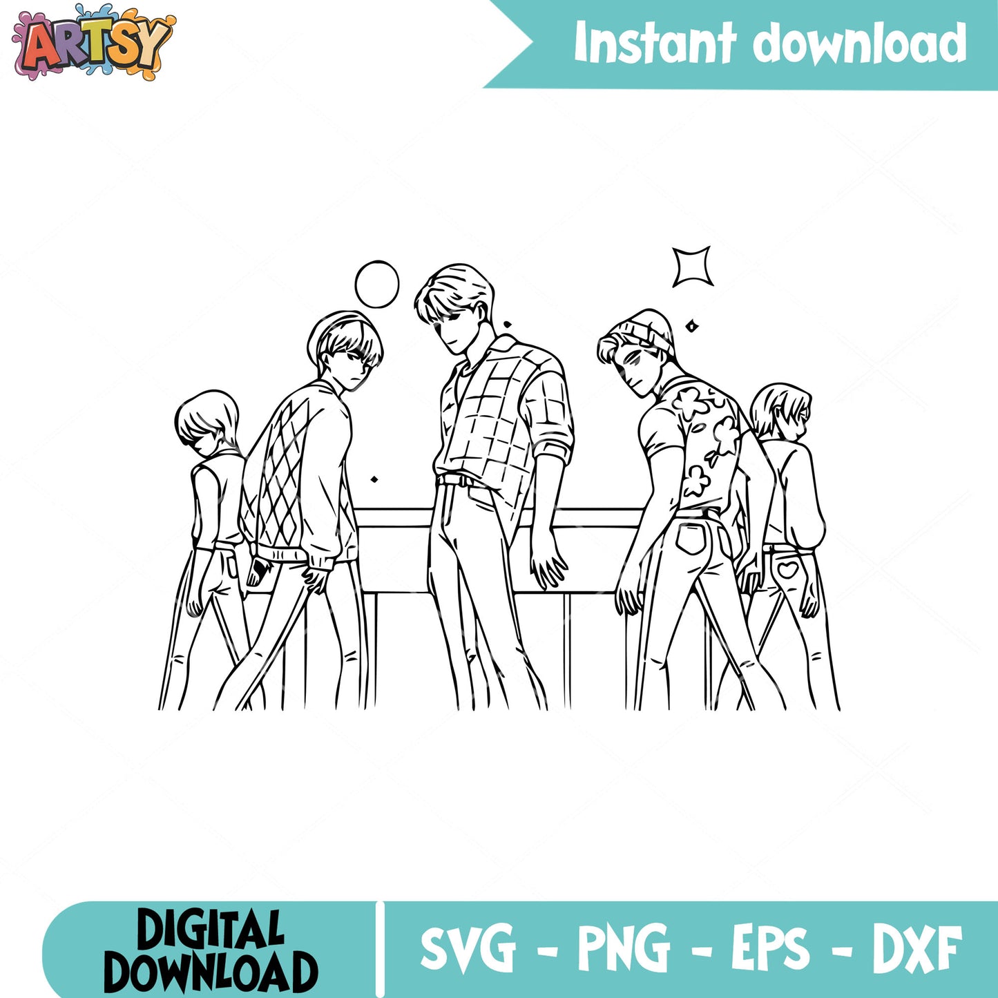 Handsome saja boys band svg, saja boys band svg, kpop demon hunters svg