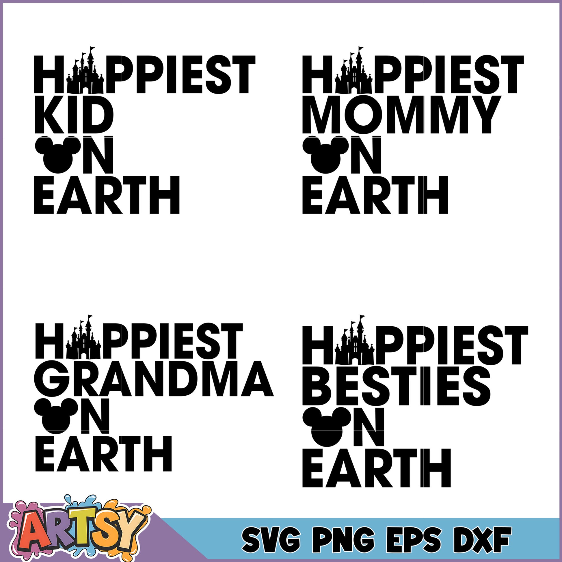 Happiest SVG Bundle Mom, Kid, Grandma, Besties