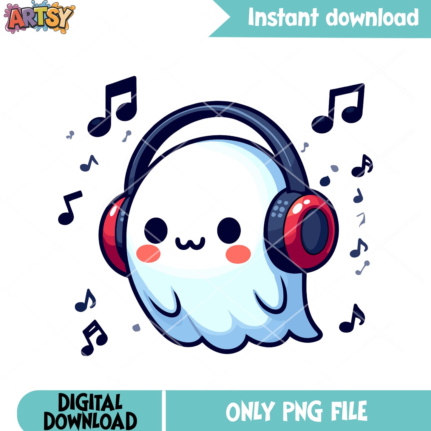 Happy spirit pink cheek png, listen to music png, scary night png