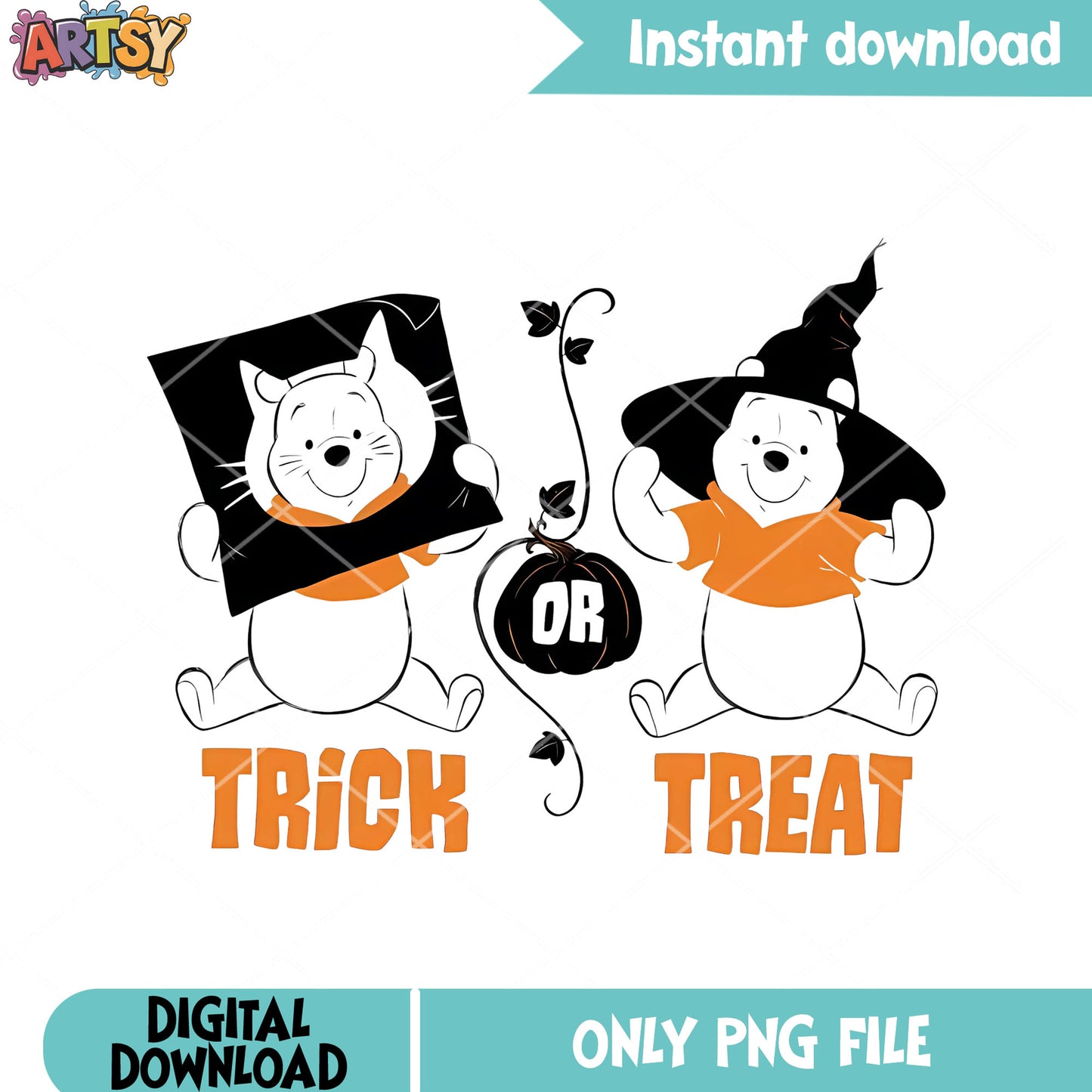 Hat witch winnie the Pooh png, disney halloween png, Tricks or treat png