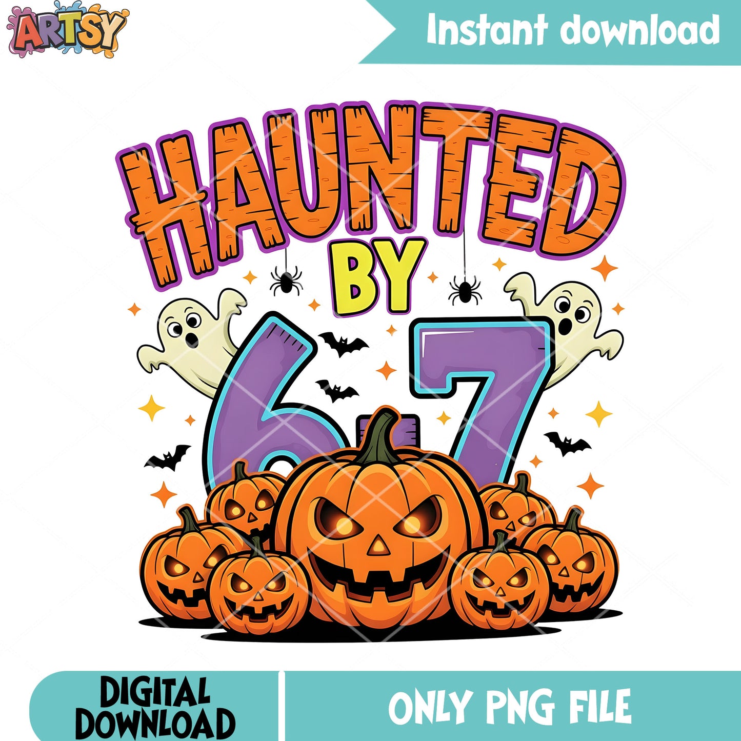 Haunted by 67 pumpkin png, pumpkin 67 png, spooky six seven png