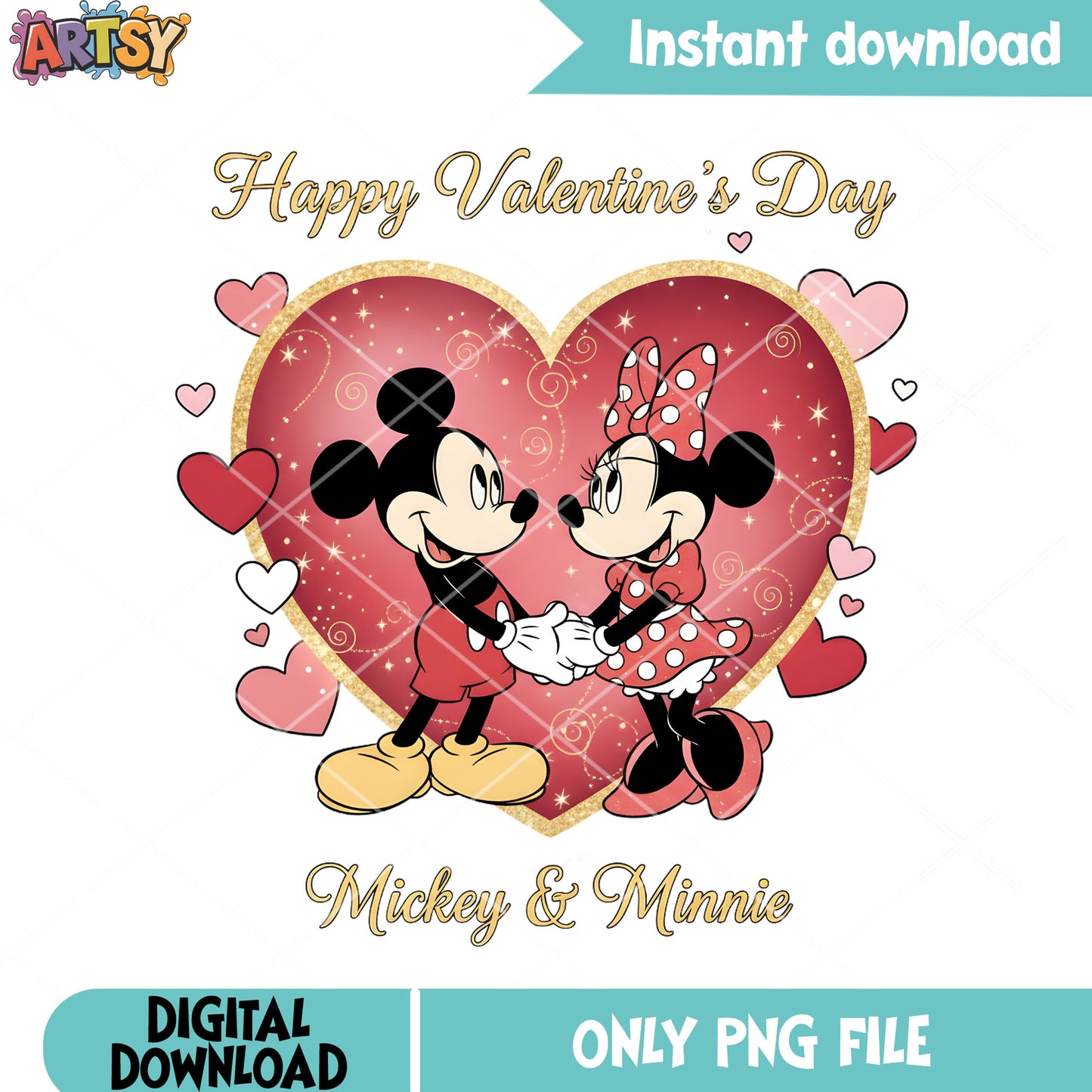 Heart happy disney valentine png, mickey mouse png, minnie mouse png