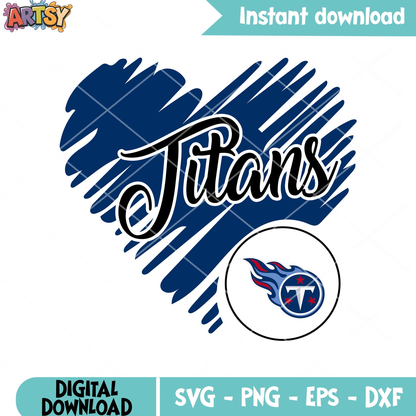 Heart paint football svg, tennessee titans svg, nfl logo svg