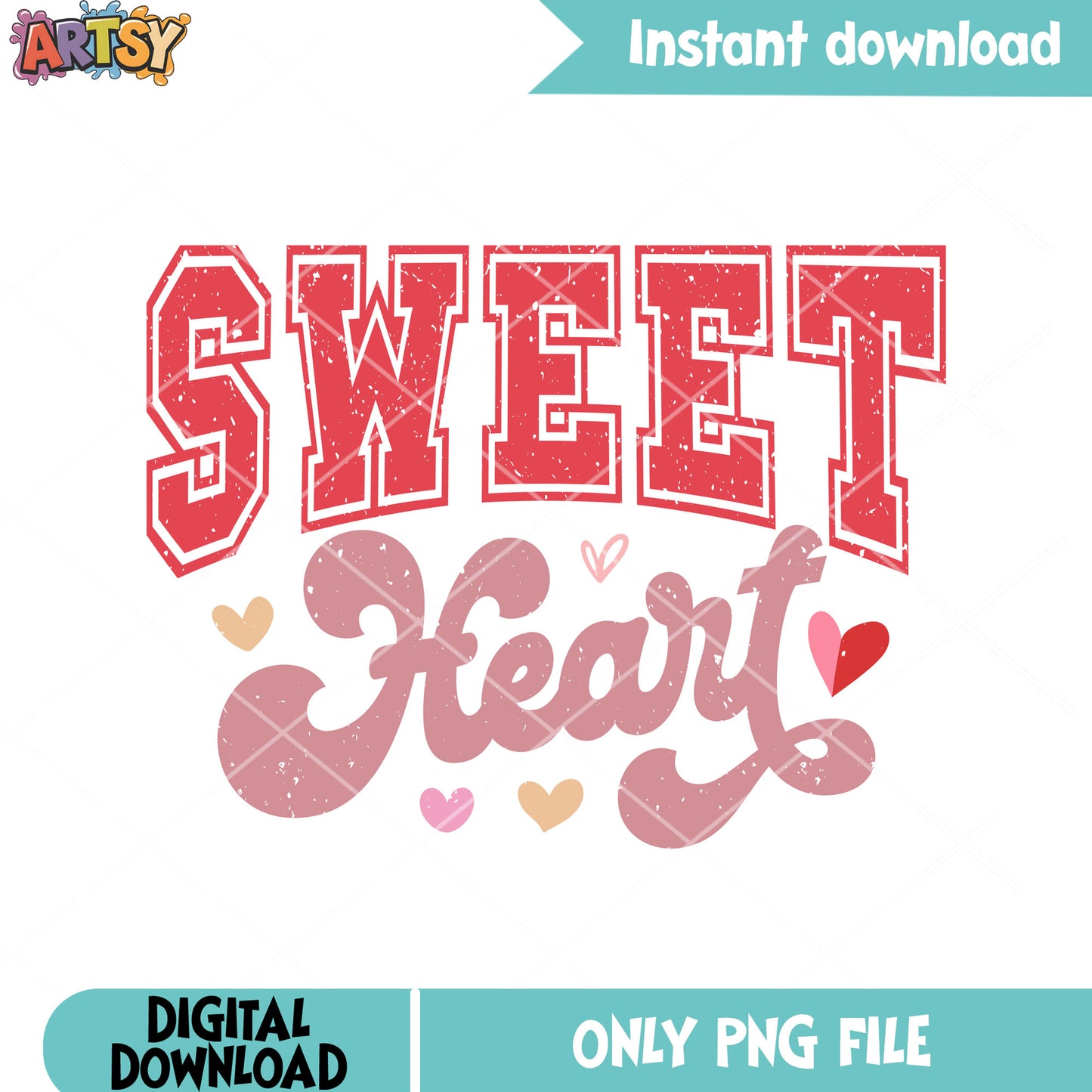 Heart poster valentine png, sweet heart png, valentine vibes png