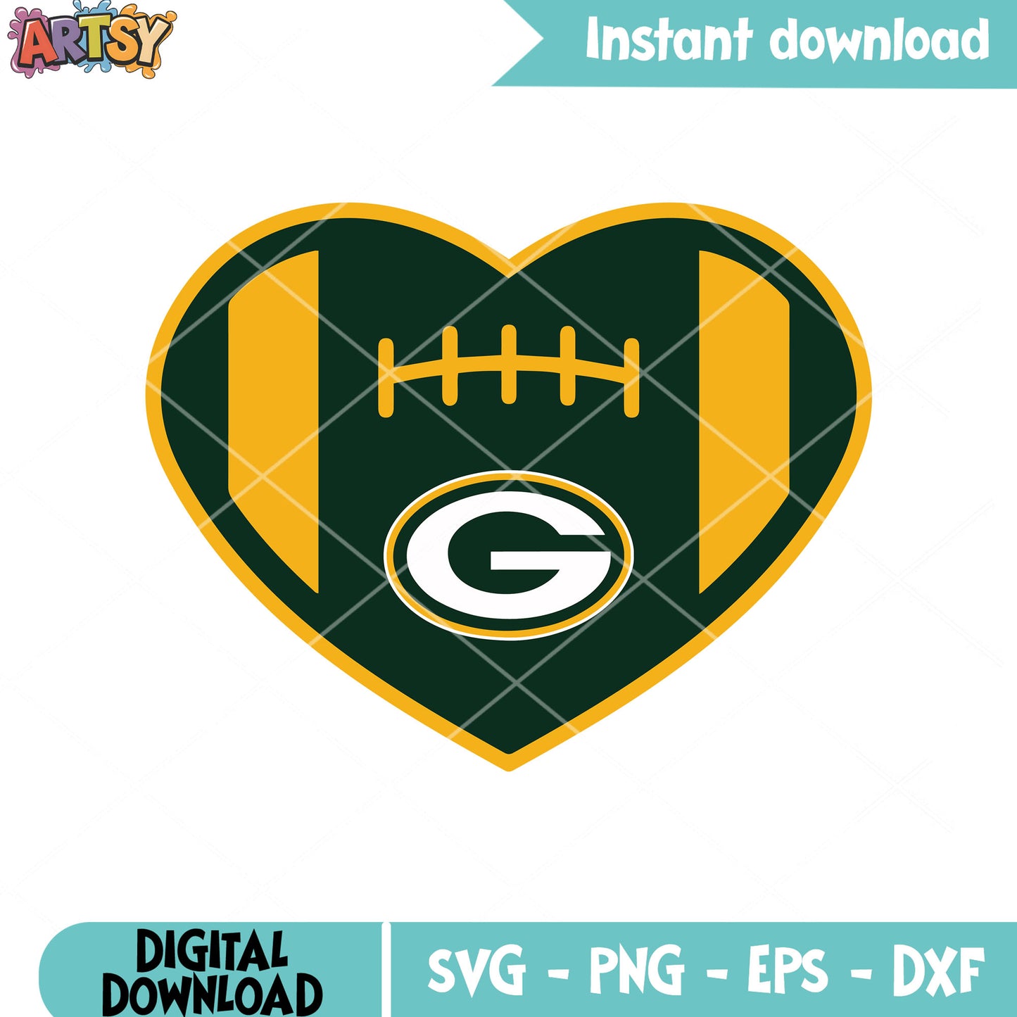 Heart shape american football svg, nfl svg, green bay packers svg