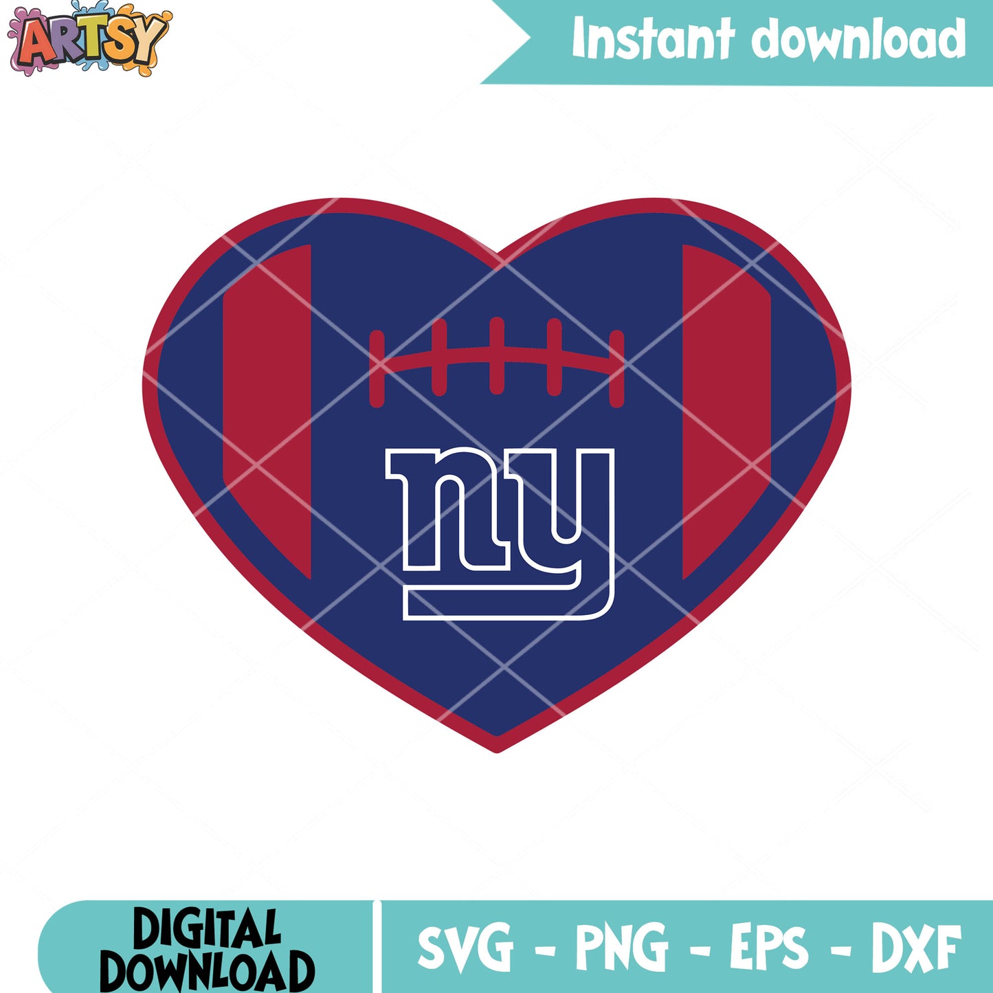 Heart shape of the nfl ball svg, giants team svg, nfl teams svg