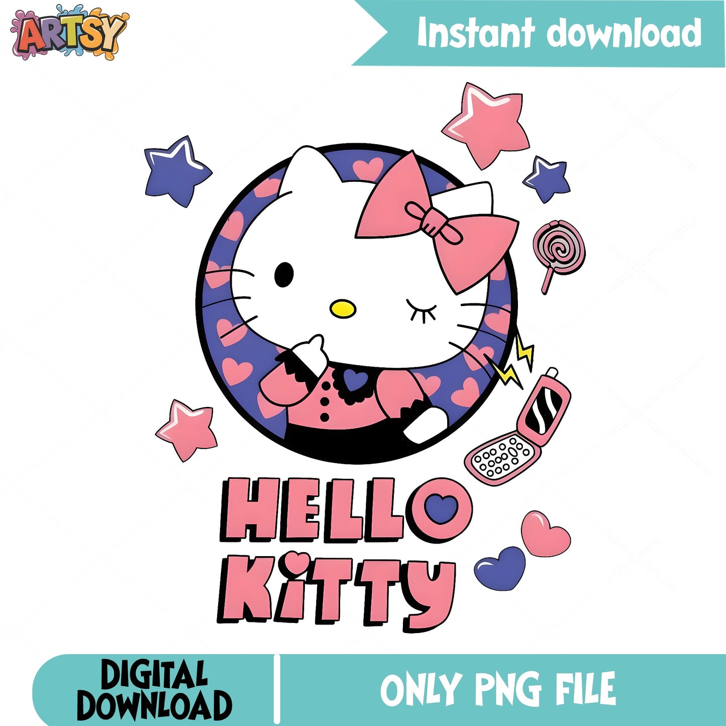 Hello Kitty Y2K PNG, Sanrio Cute Kitty PNG, Retro Kitty PNG
