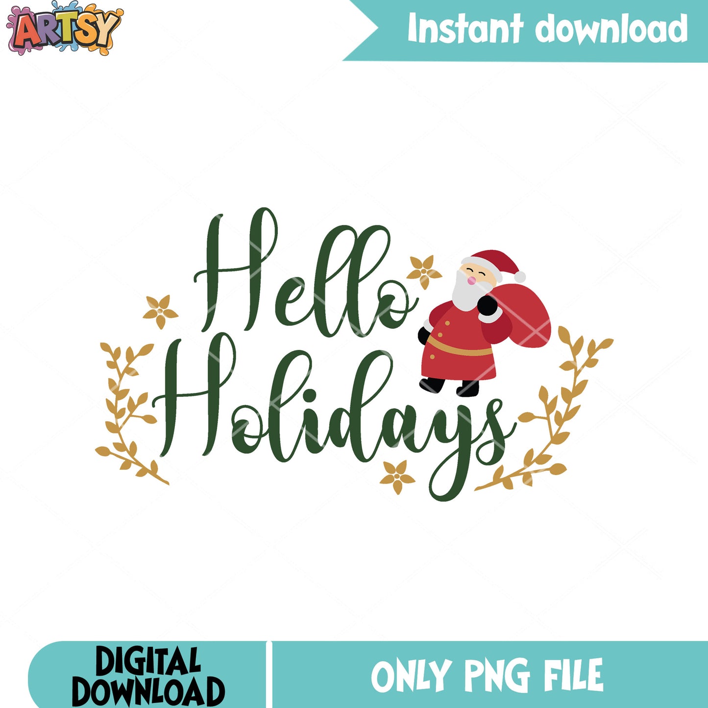 Hello holiday png, merry christmas png, santa claus png