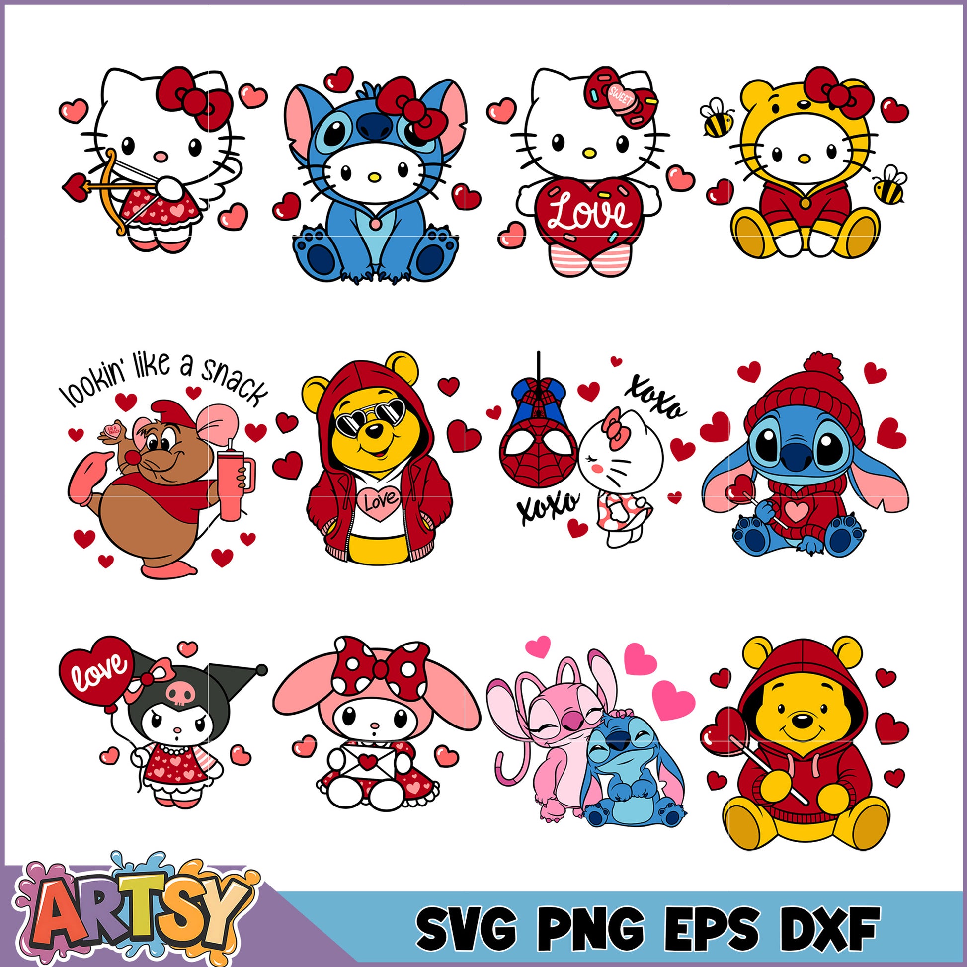 Hello kitty Valentine's SVG Bundle Cute Characters