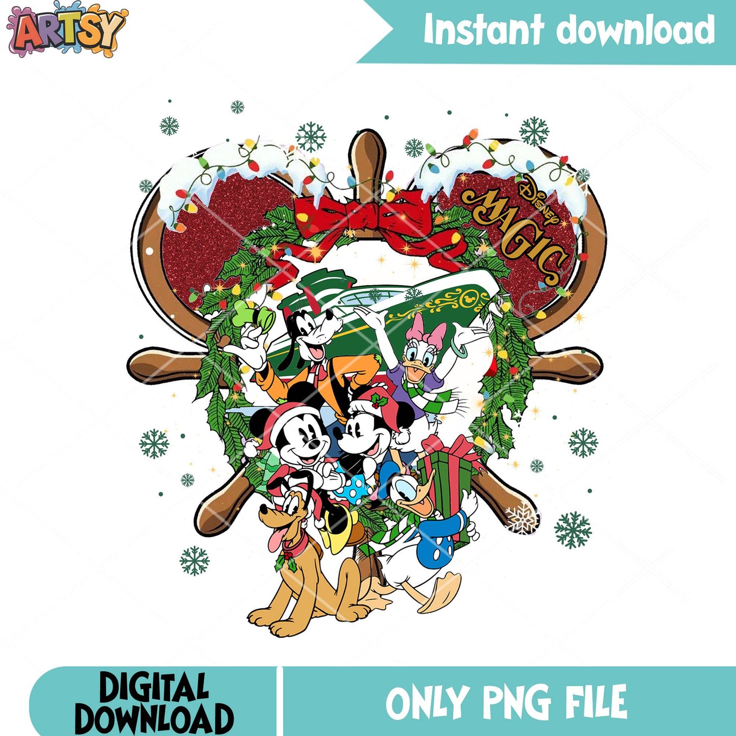 Helm xmas wreath disney png, disney christmas png, disney trip png