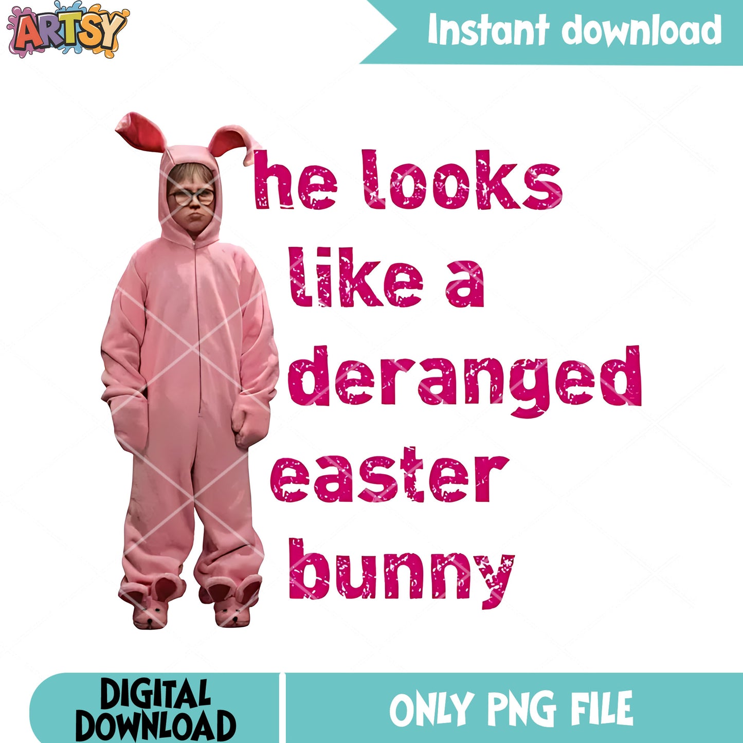He looks like a deranged easter bunny png, noel png, merry christmas png