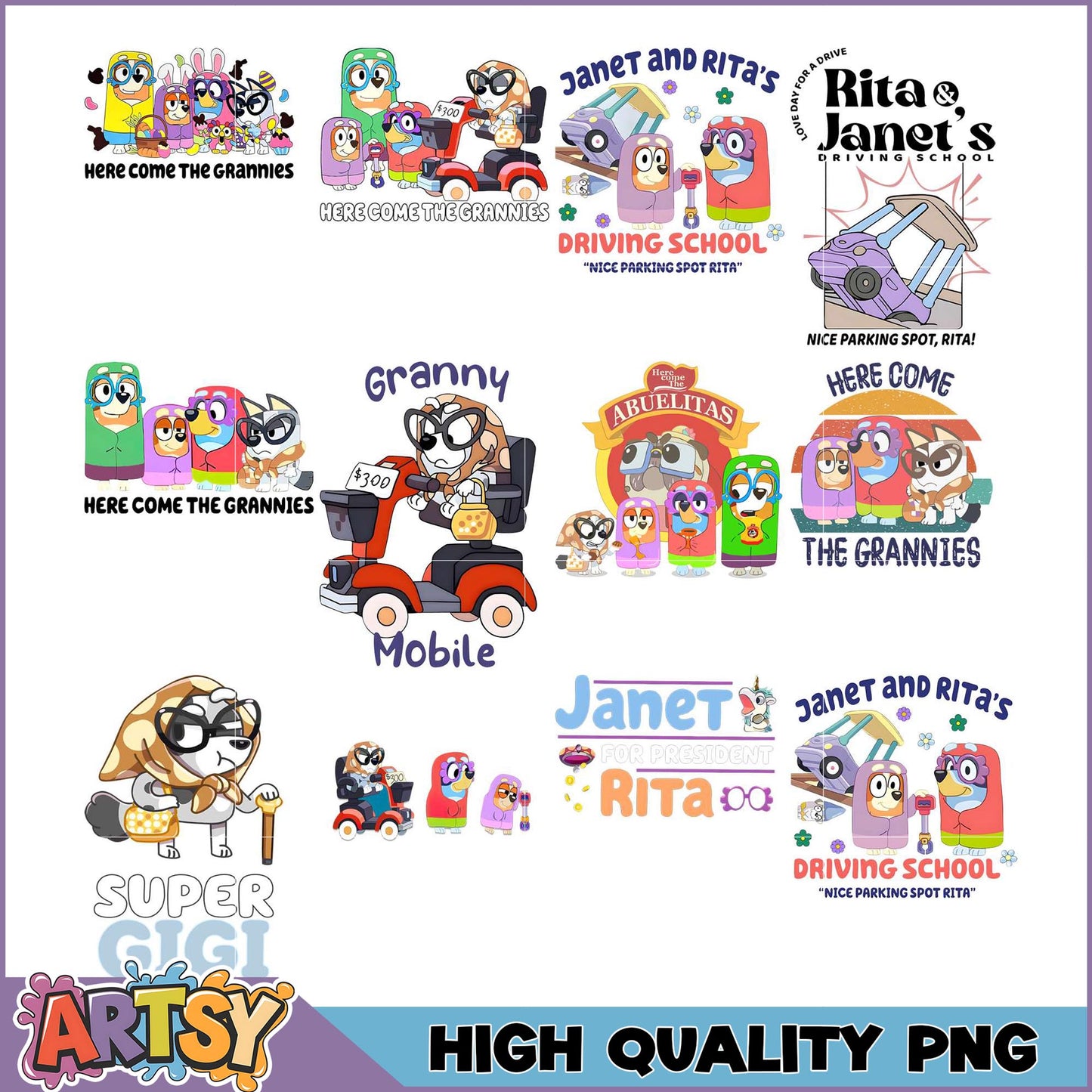 Here Come The Grannies PNG Bundle High Quality Images
