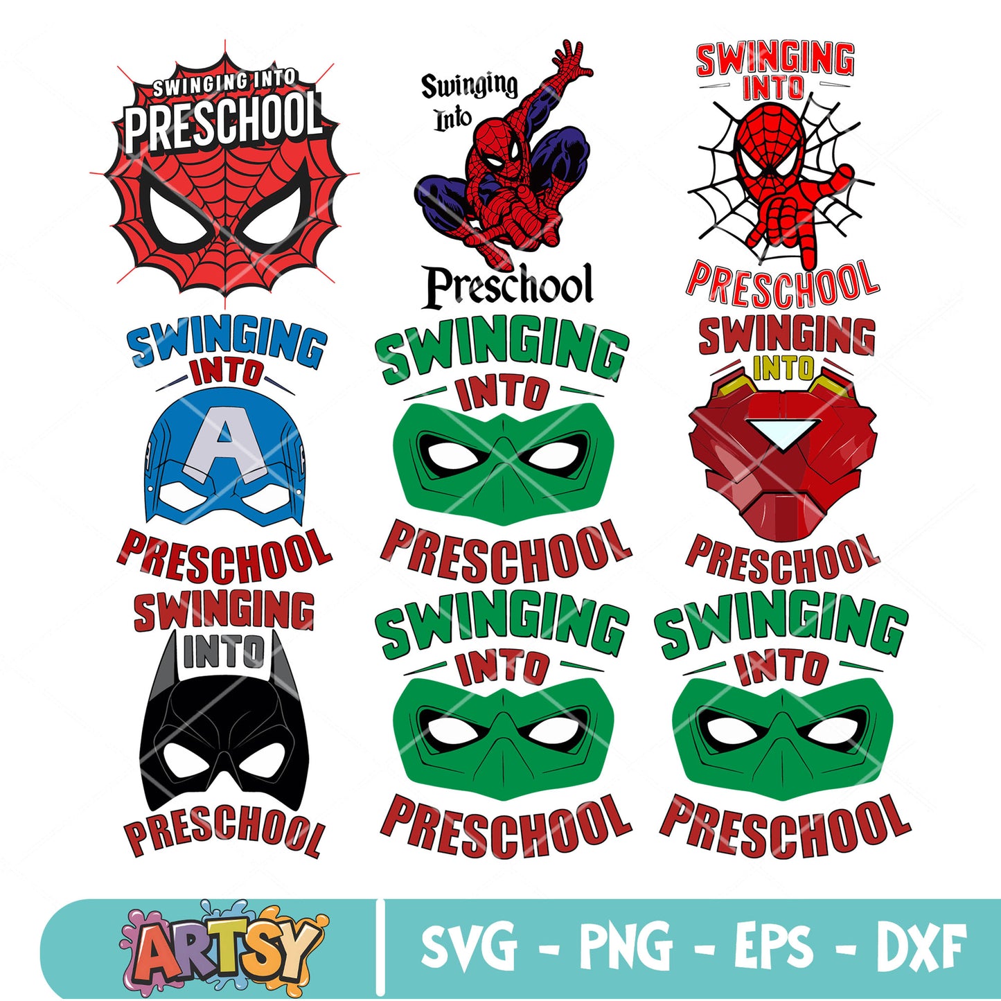 Heroes mask preschool svg bundle, preschool prep svg, superheroes svg