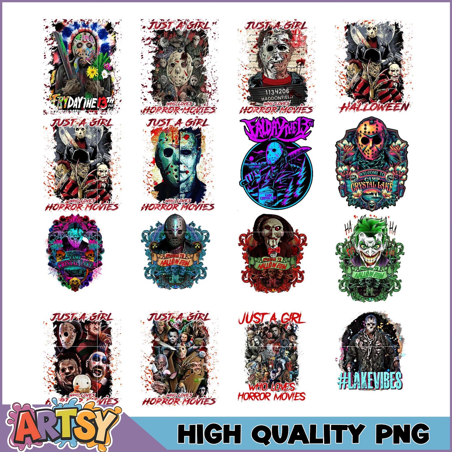 High Quality Horror Movie PNG Bundle for Fans and Crafters