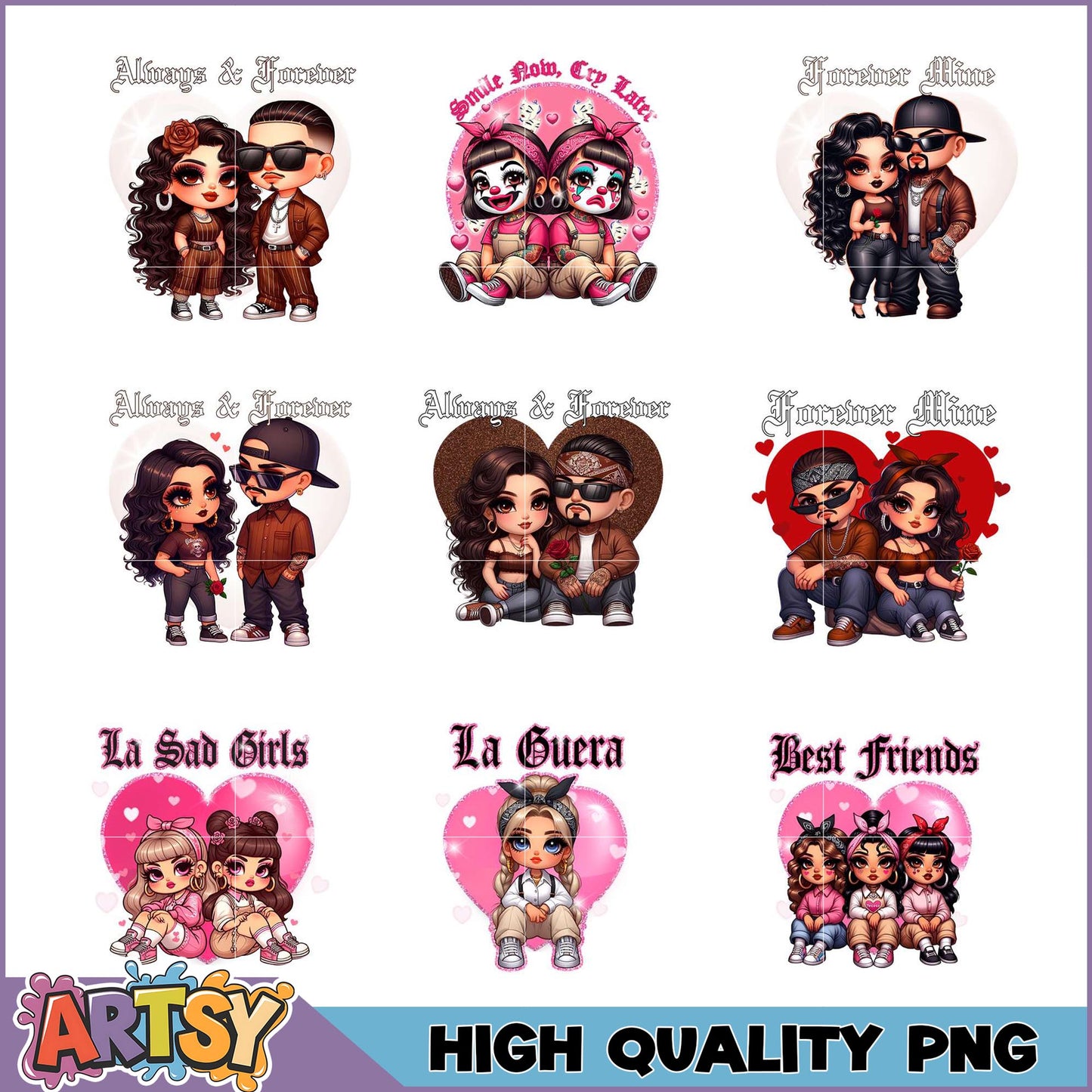 High Quality PNG Bundle Cute Couples & Friends
