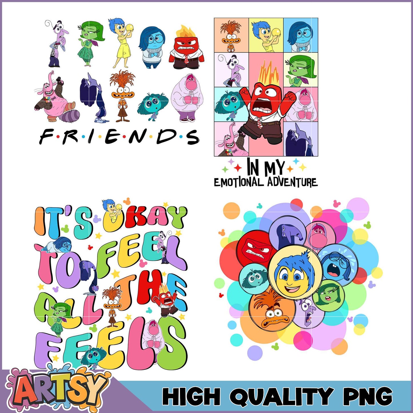 High Quality PNG Bundle of Colorful Emotion Characters
