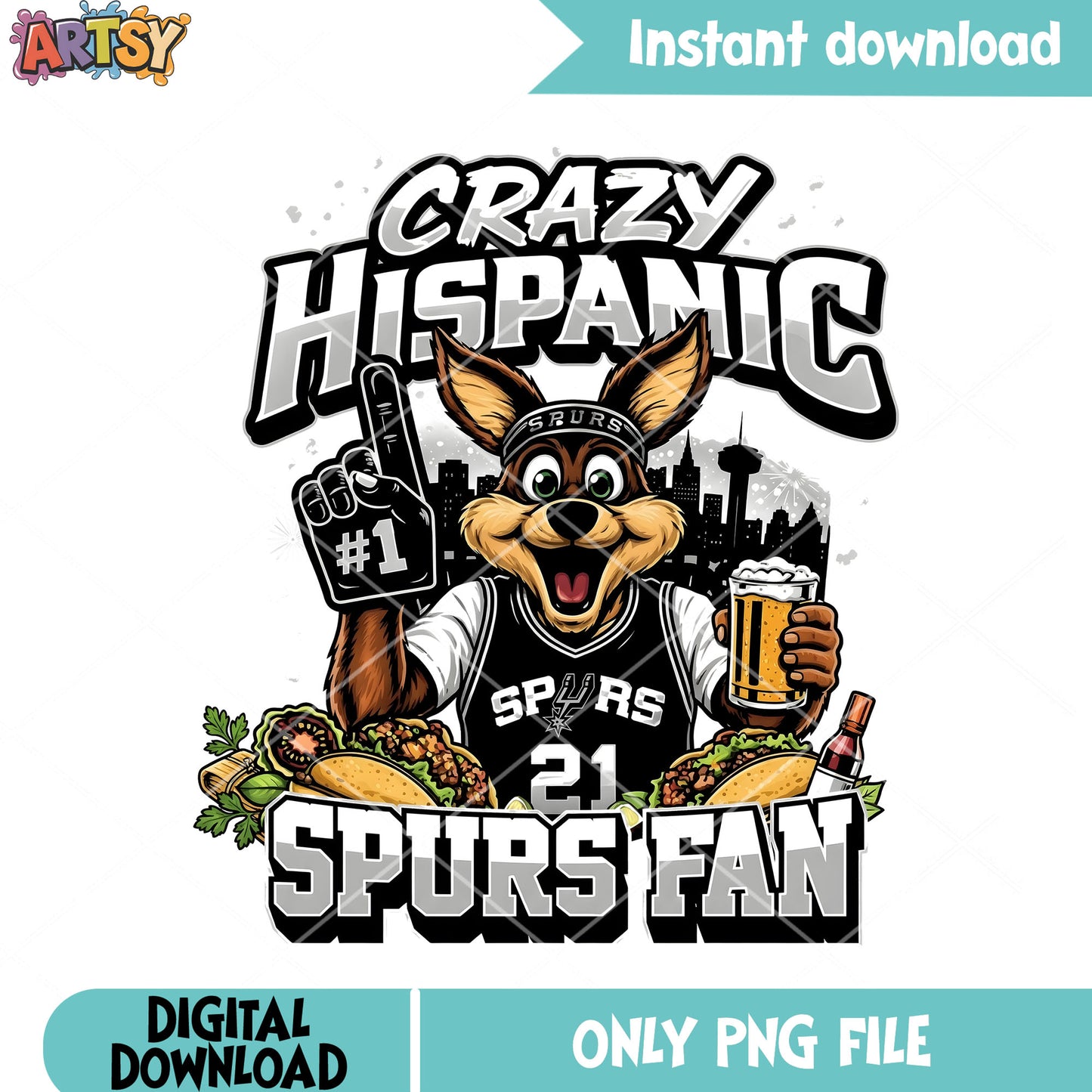 Hispanic spurs fan png, fiestia party png, basketball fan png