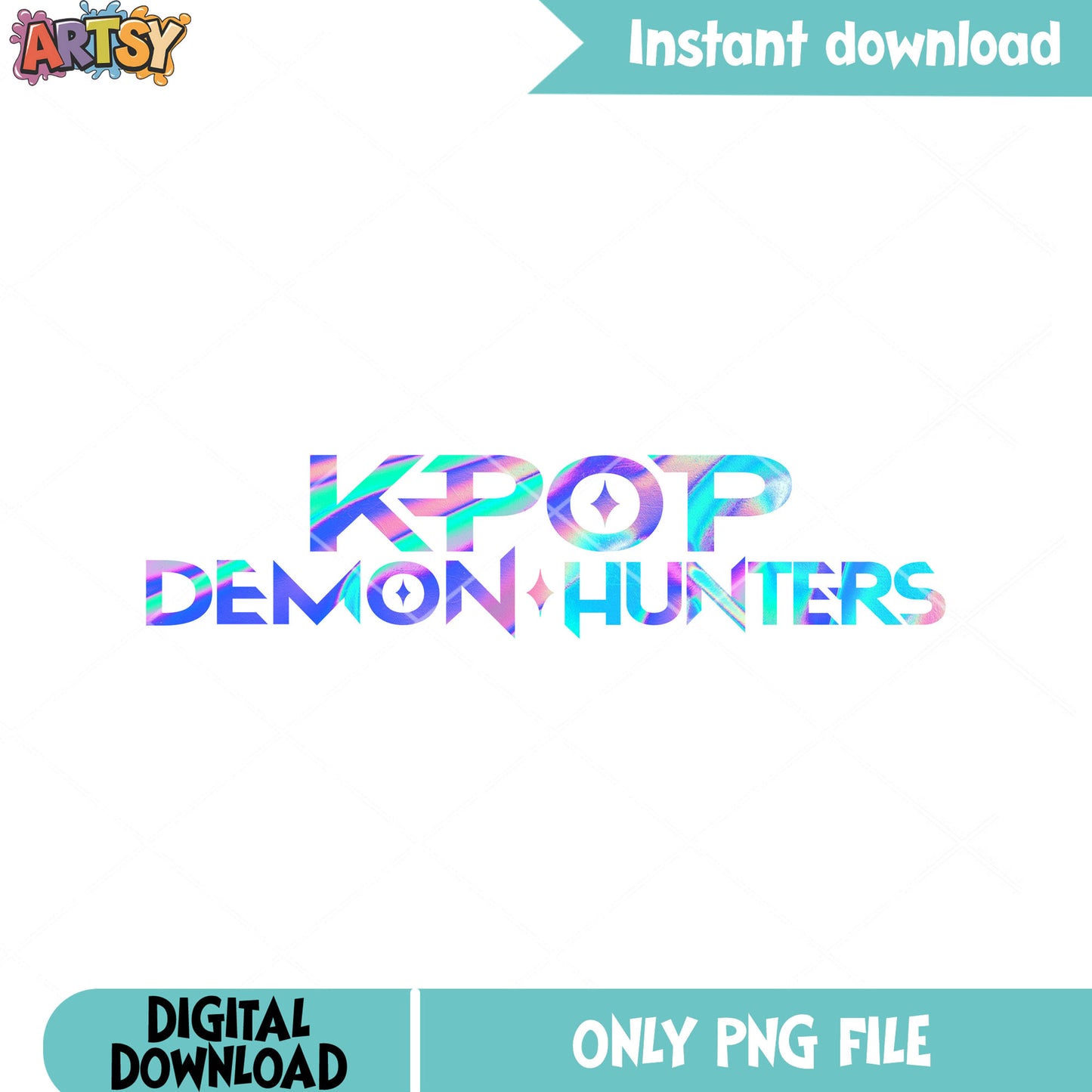 Holographic kpop hunter logo png, kpop drama png, kpop demon hunters png