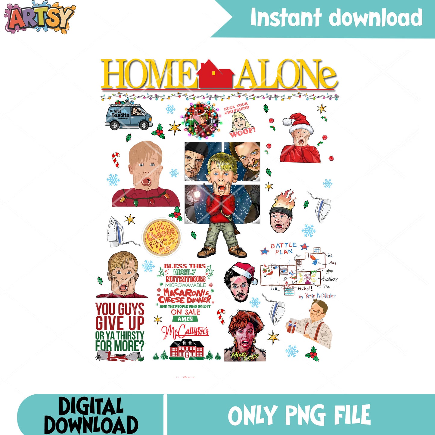 Home alone xmas poster png, christmas movies png, kevin mccallister png
