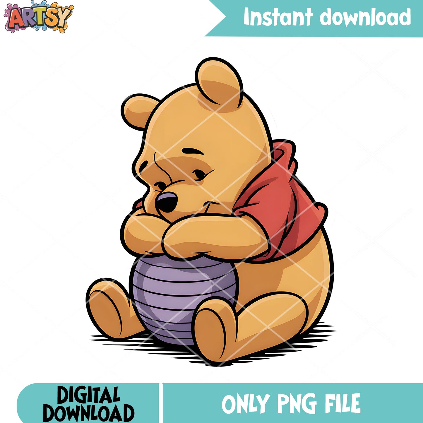 Hopeful pooh bear png, disney winnie the pooh png, vintage pooh png