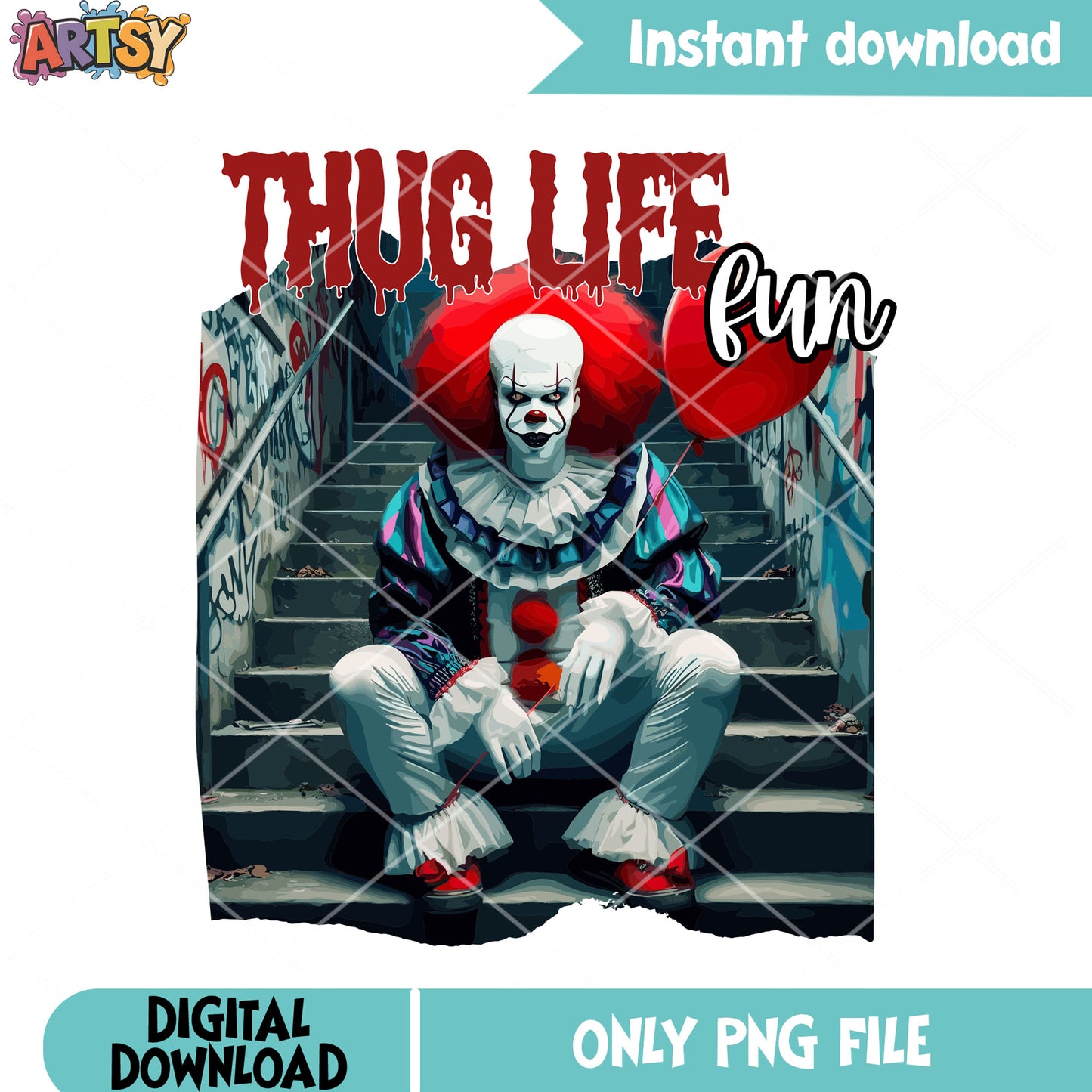 Horrible clown red ballon png, Penny wise png, halloween scary png