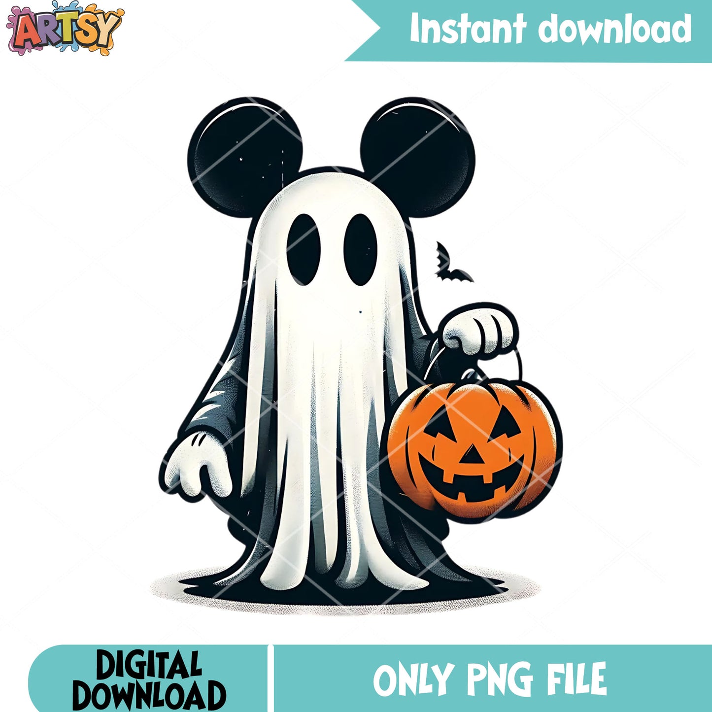 Horrible mickey mouse png, wicker pumpkin png, ghost blanket png