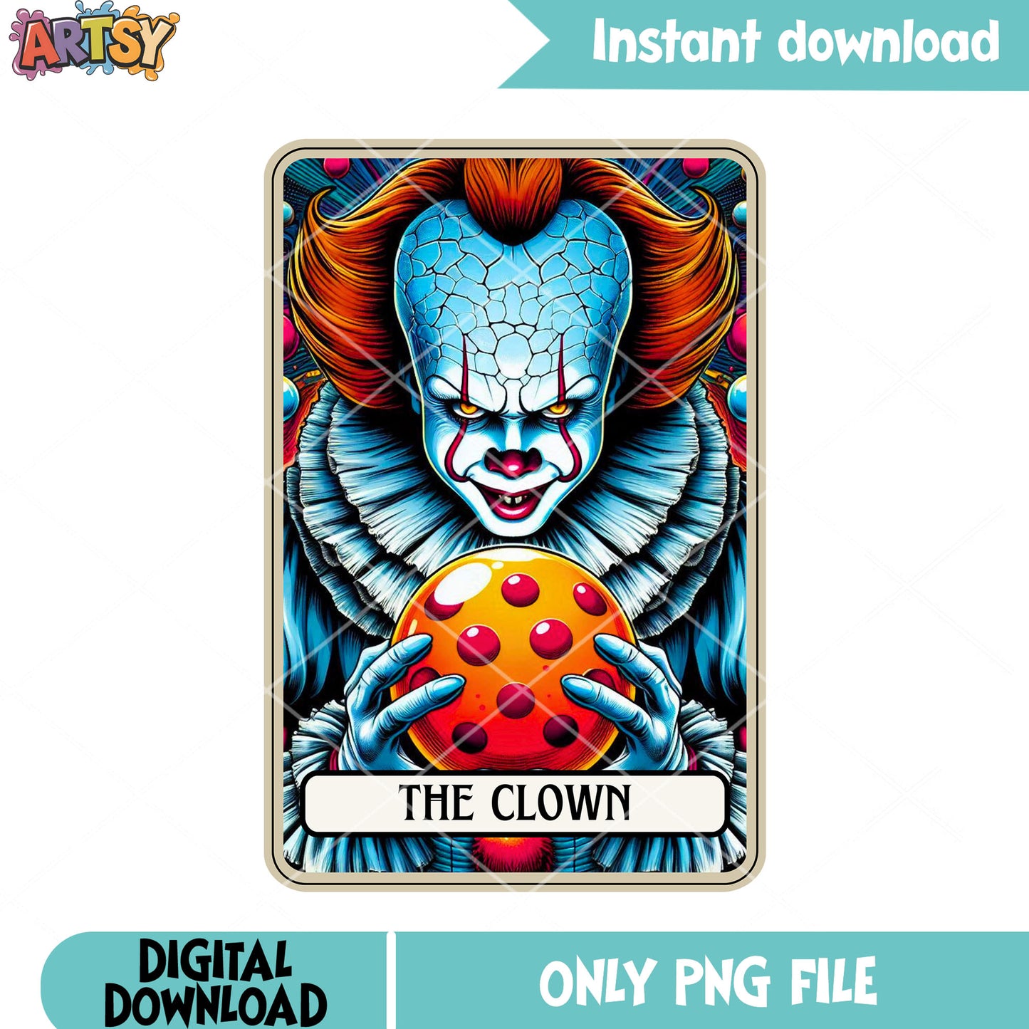 Horrific clown orange hair png, crazy smile png, art the clown png