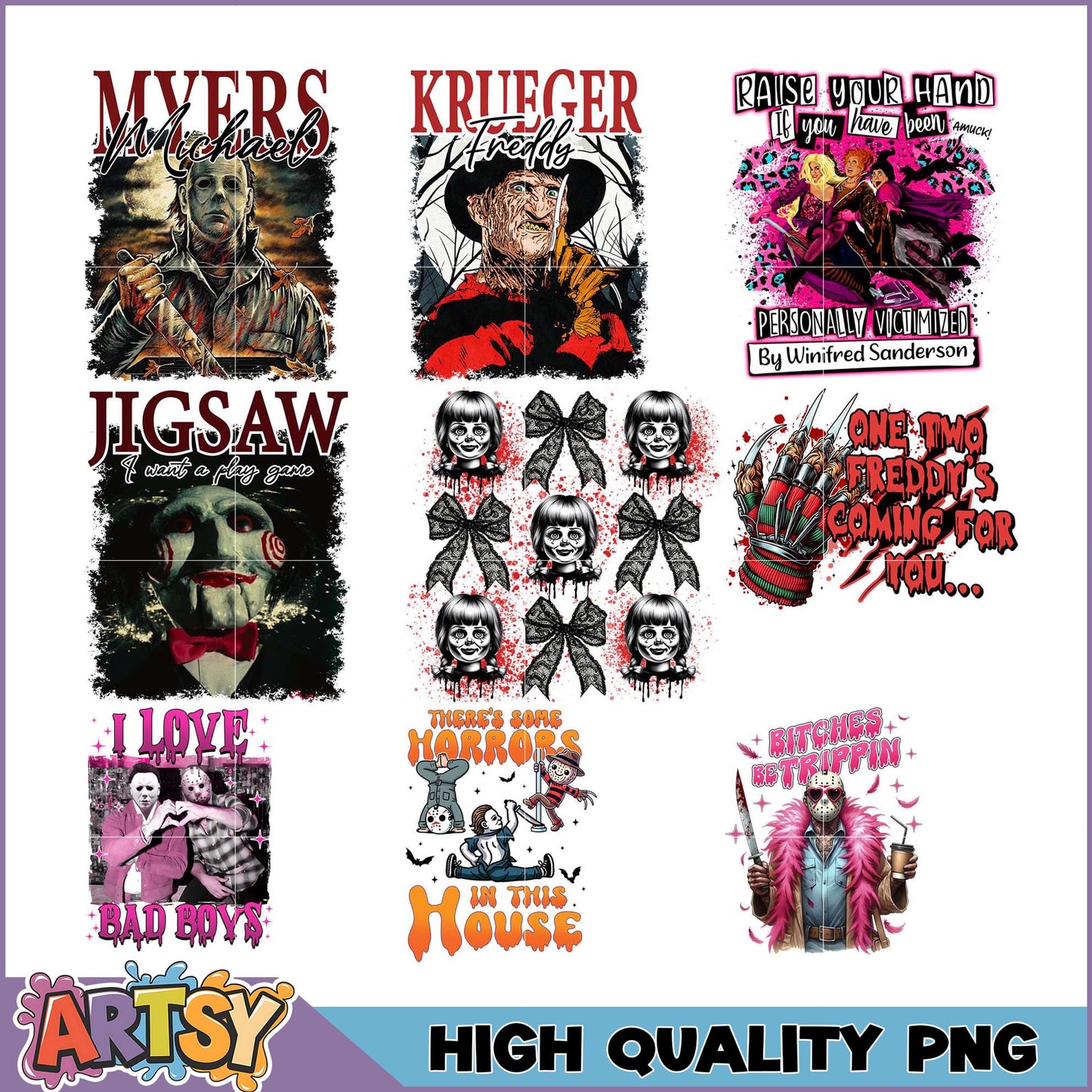 Horror Movie PNG Bundle High Quality Designs