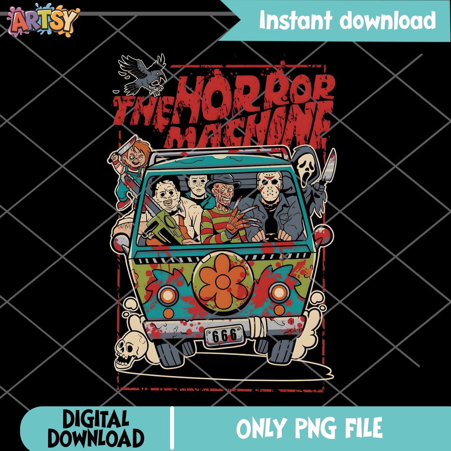 Horror Characters Machine PNG, Halloween Horror Movie PNG, Scary Killers PNG