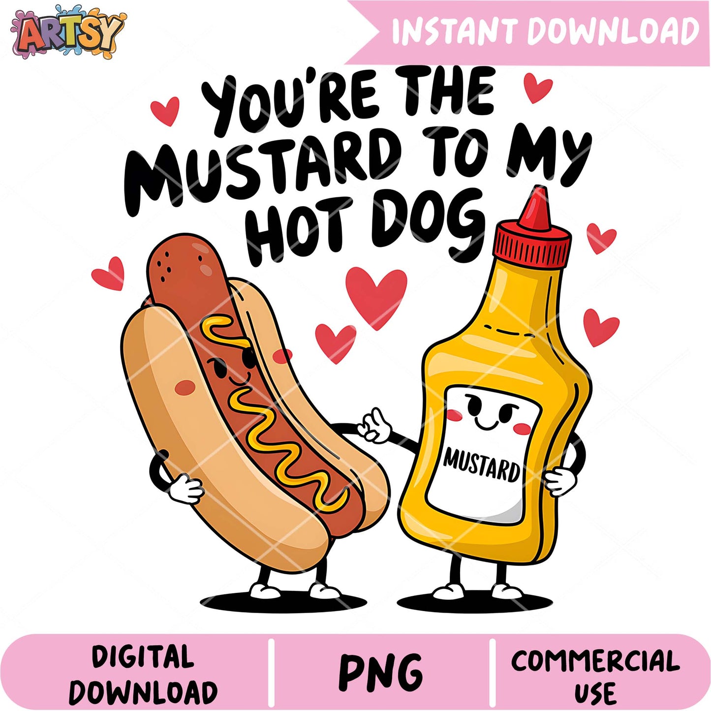 Hot Dog Mustard Couple PNG Design