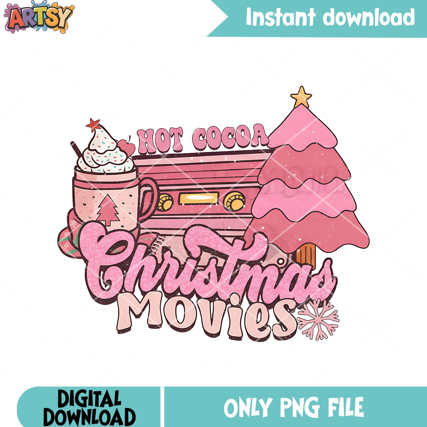 Hot cocoa christmas movies png, hot chocolate png, merry christmas png