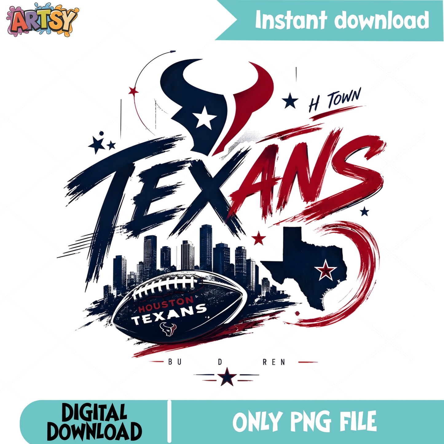 Houston Texans PNG, H Town Football Skyline PNG, NFL PNG