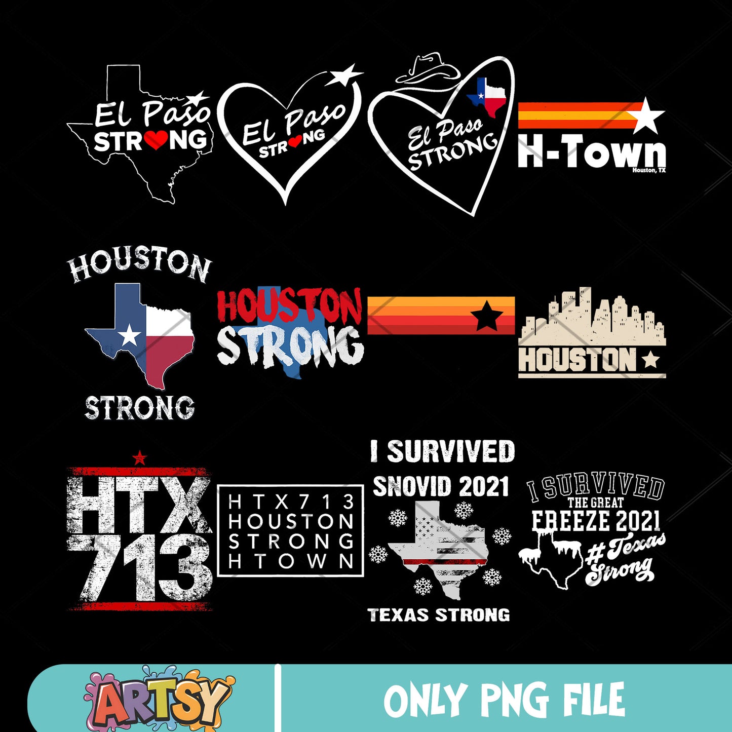 Houston strong png bundle, houston tx png, pray for texas png