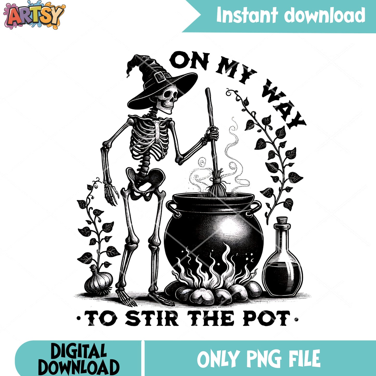 How skeleton stir the pot png, witches cauldron png, halloween scary png