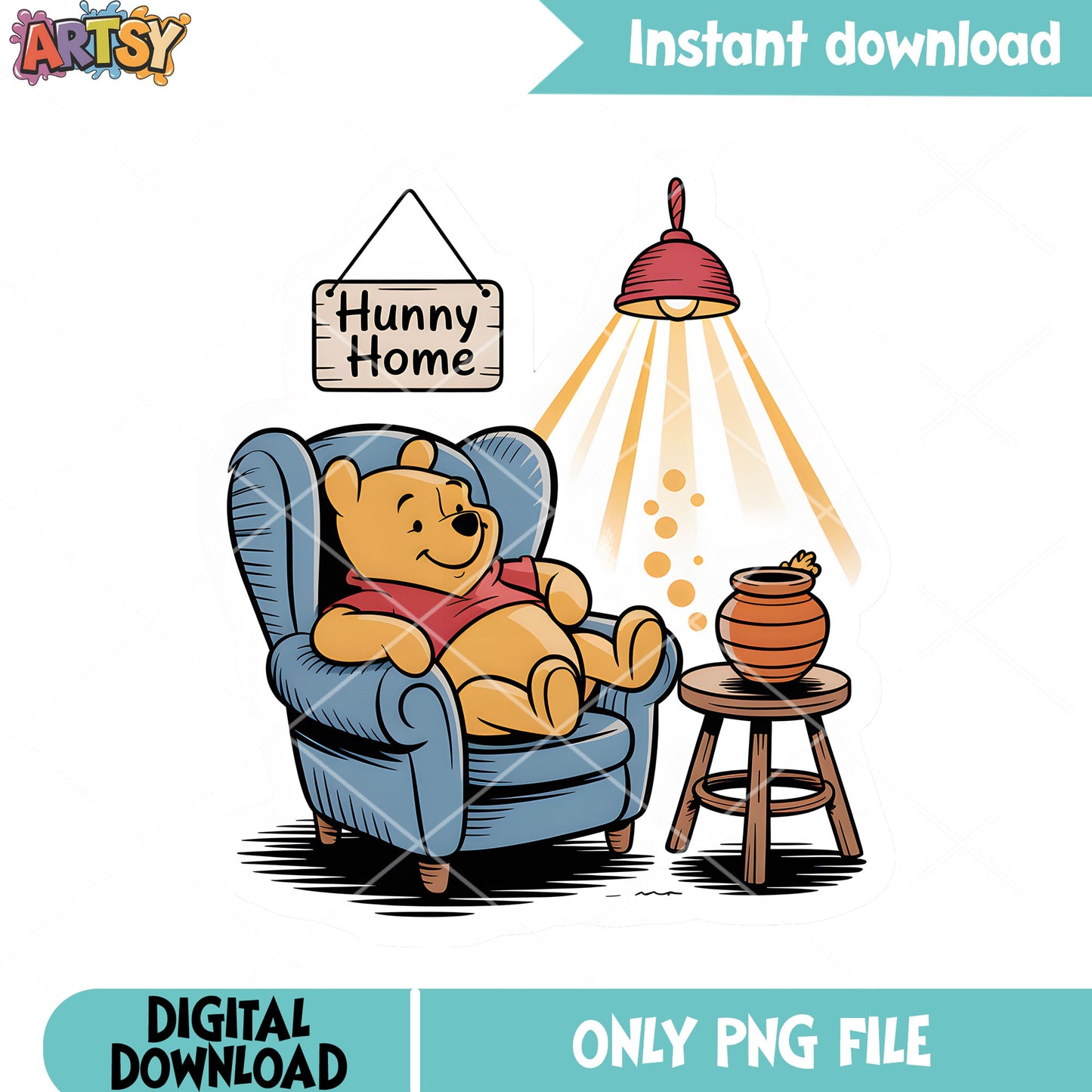 Hunny home pooh bear png, disney poster png, pooh poster png