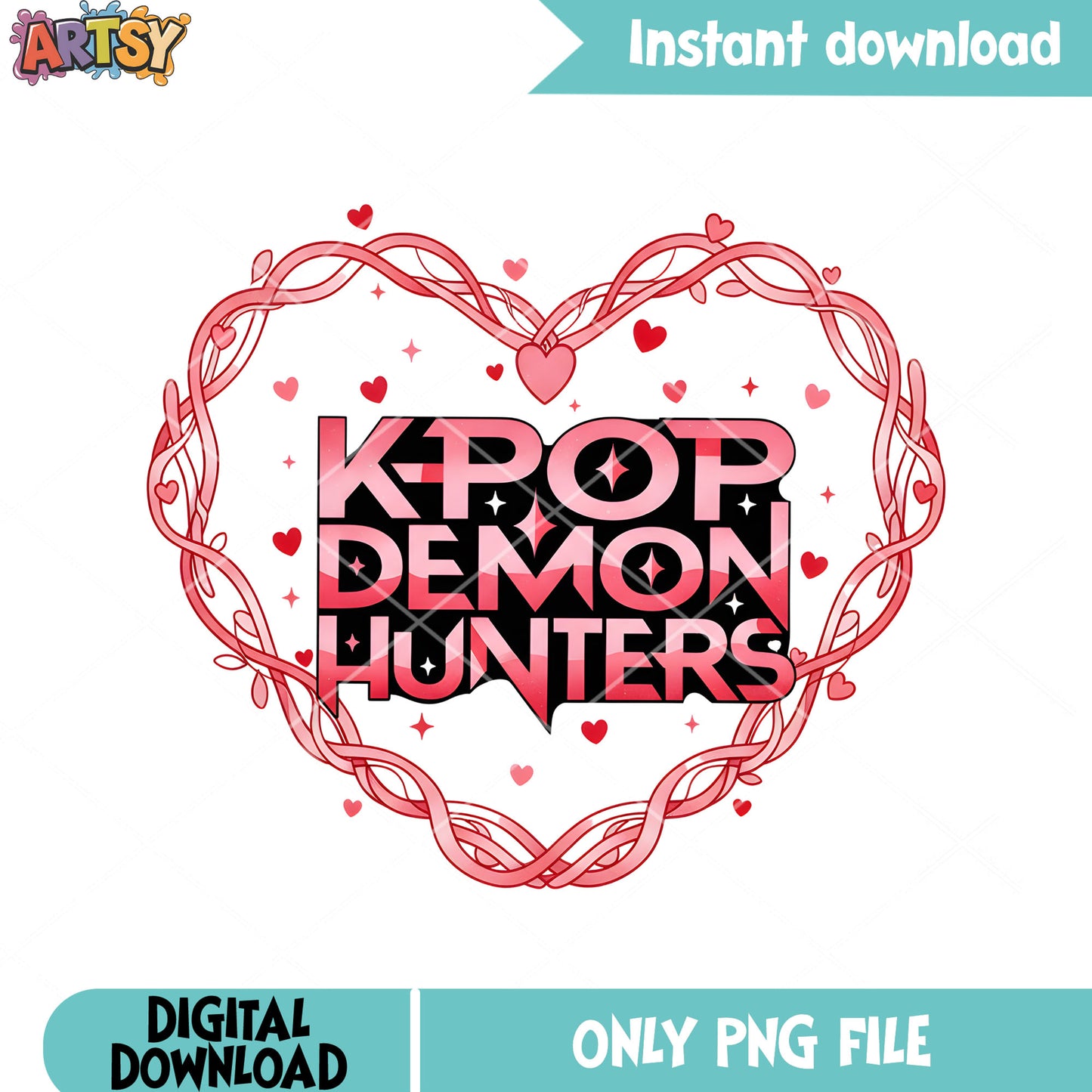 Hunters demon heart valentines png, kpop movies png, valentines day png