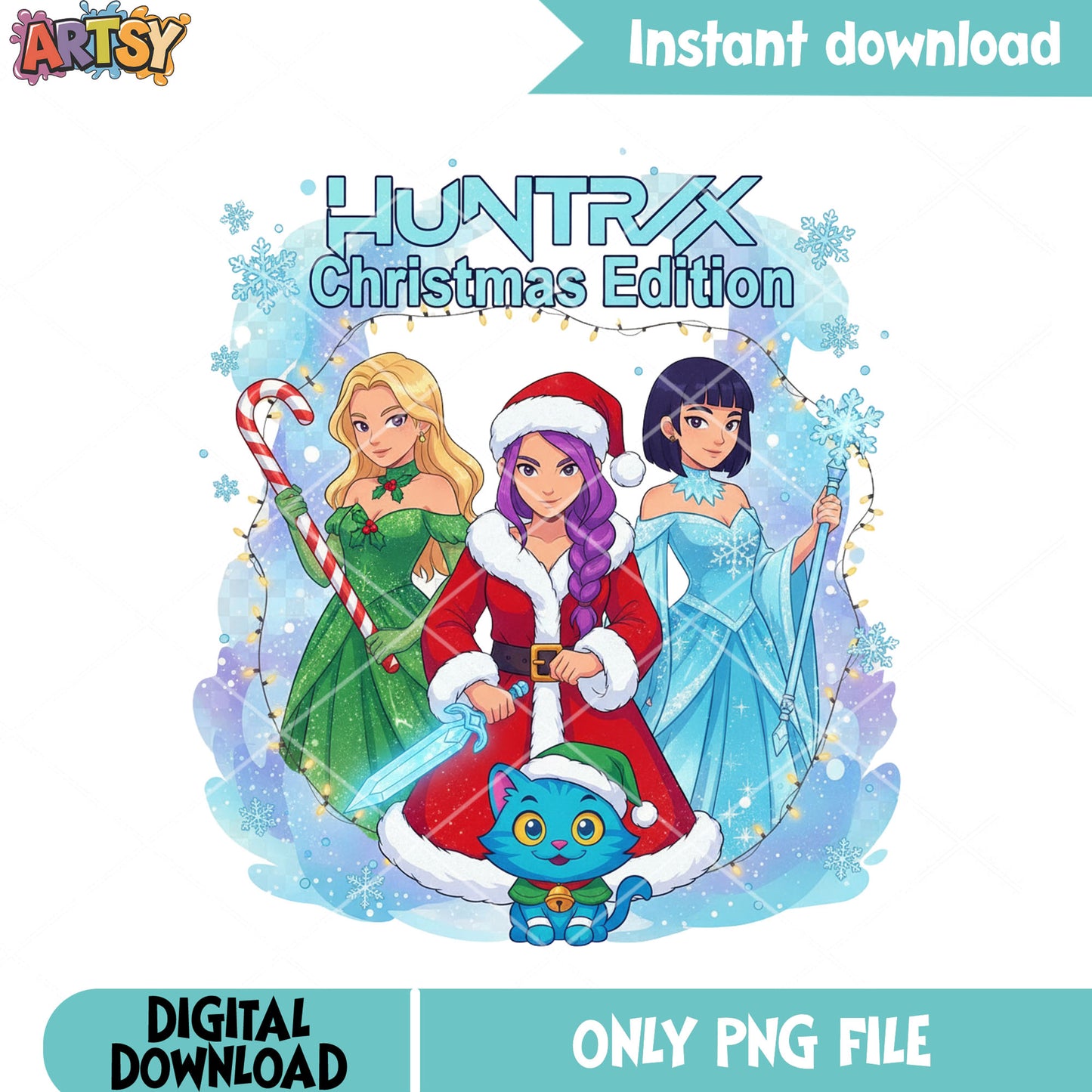 Huntrix christmas edition png, rumi huntrix png, kpop demon hunters png