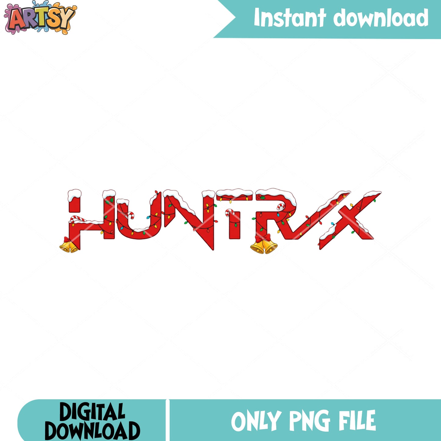 Huntrix christmas wrap png, noel png, kpop demon hunters png