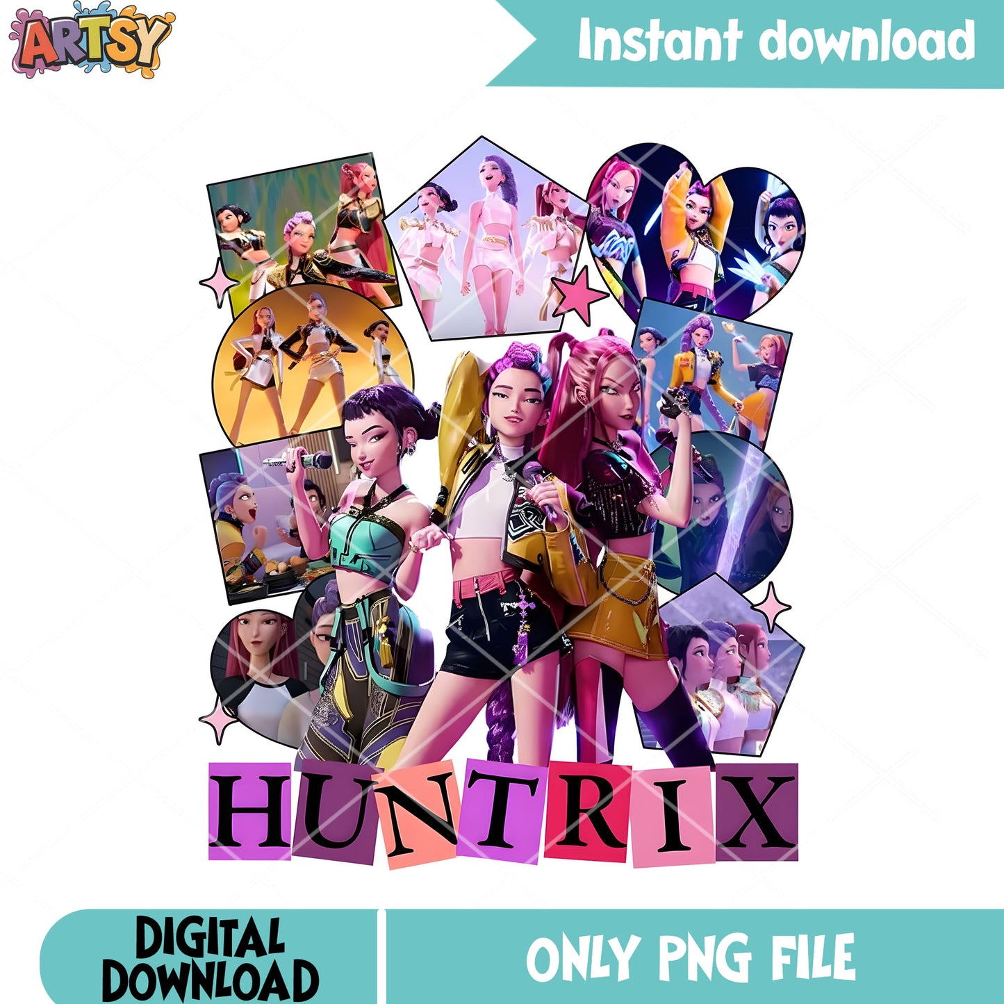Huntrix kpop png, kpop demon hunter png, rumi mira zoey png