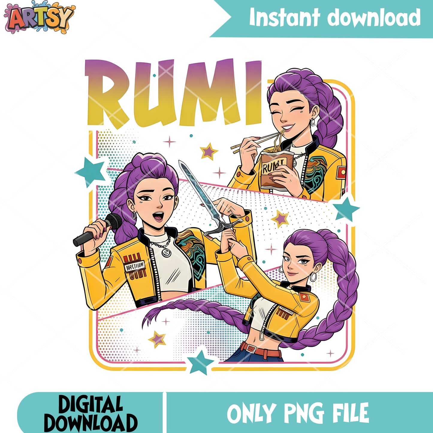 Huntrix kpop png, rumi singer png, kpop demon hunter png
