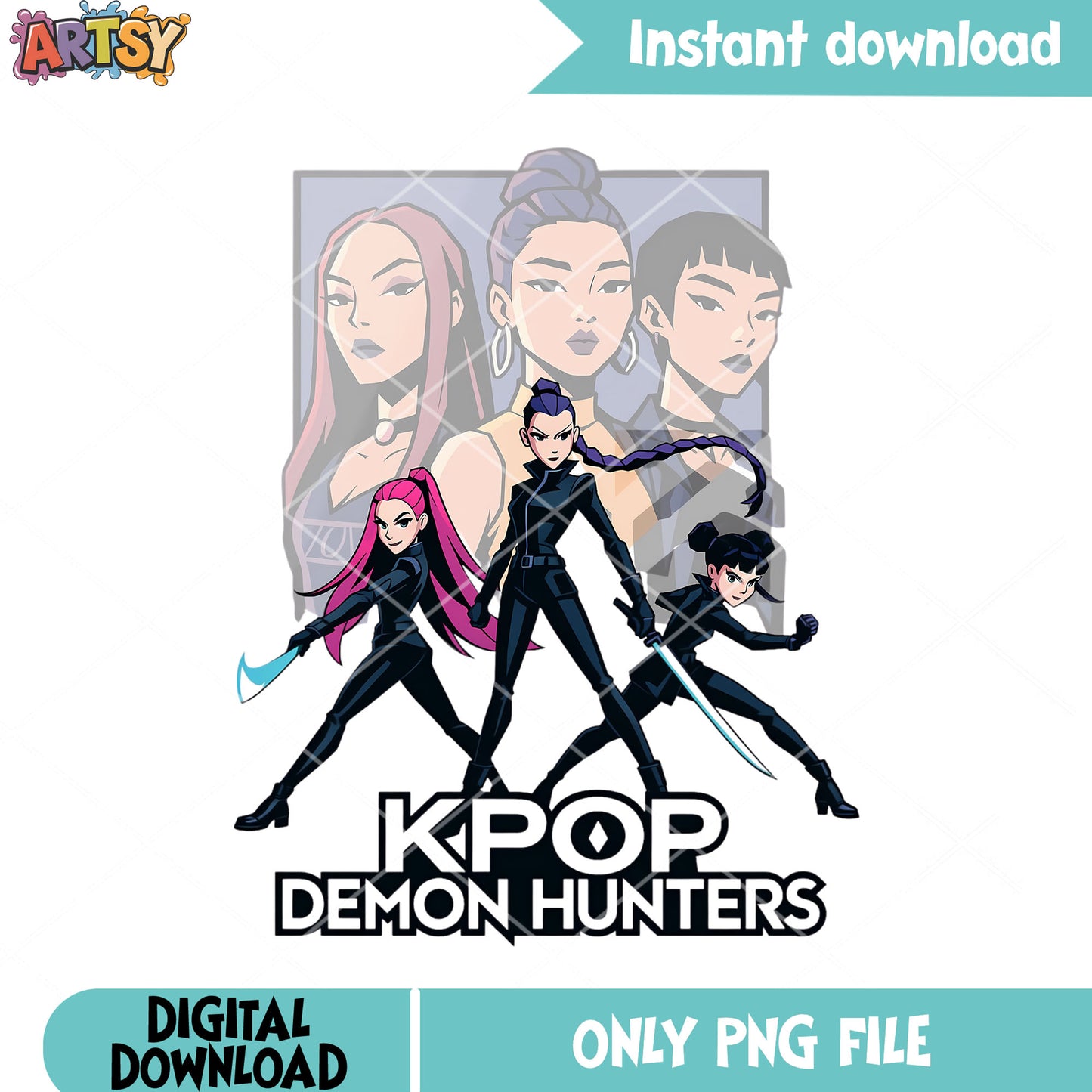 Huntrix spy hunters demon png, huntrix png, demon hunters kpop png